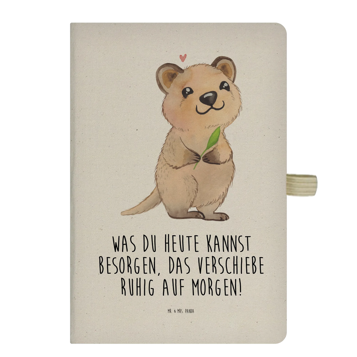 Bawełniany notes DIN A5 Quokka Szczęśliwy zwierzęta, Motywy zwierzęce, dobra energia, zabawne powiedzonka