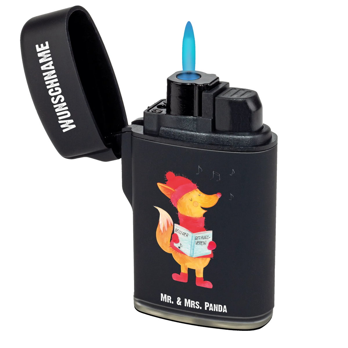Personalisiertes Feuerzeug Fuchs Sänger Gasfeuerzeug personalisiert, Feuerzeug mit Name, Individuelles Feuerzeug, Personalisierbares Feuerzeug, Personalisiertes Feuerzeug, Feuerzeug Personalisiert, Weihnachten, Winter, Weihnachtsdeko, Nikolaus, Advent, Heiligabend, Wintermotiv, Füchse, Singen, Weihnachtslieder, Sänger, Geschenk Sänger, Fuchs