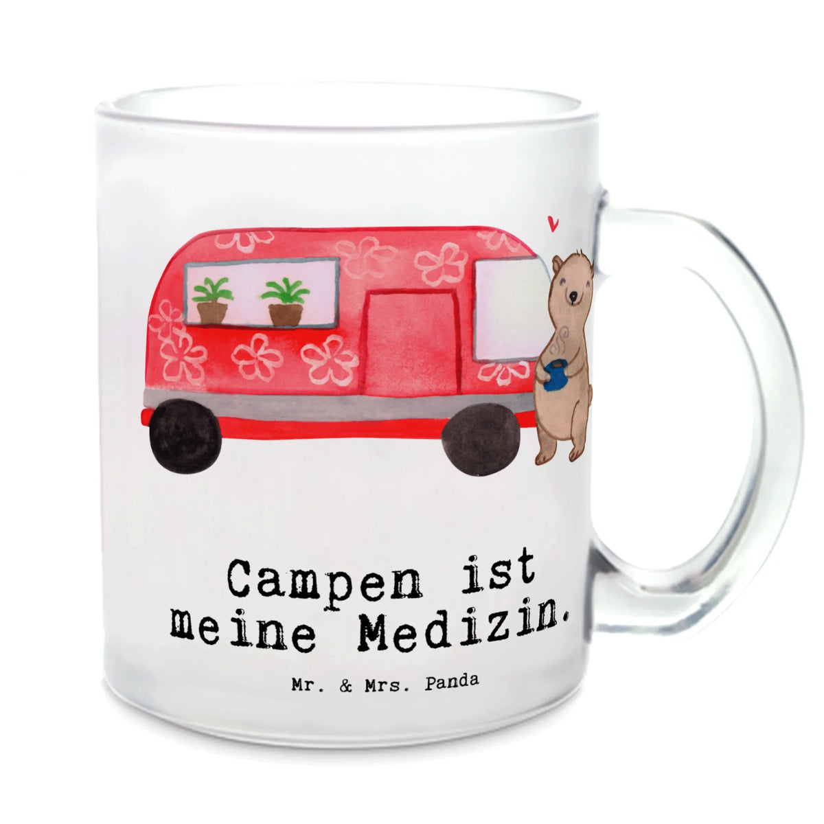 Teetasse Bär Camper Henkelbecher, Glasbecher, Tee Tasse, Haferl, Teetasse Glas, getränkeglas, Teeglas, Teetasse, Trinkglas, getränkebecher, Pott, glastasse, Henkeltasse, Motivtasse, Kakaotasse, Glas Teebecher, Teetasse aus Glas, Häferl, Geschenk, Schenken, Sport, Sportart, Hobby, Danke, Dankeschön, Auszeichnung, Gewinn, Sportler, Wohnmobil, Campen, Urlaub, Camper, Zelten, Campingplatz, Roadtrip