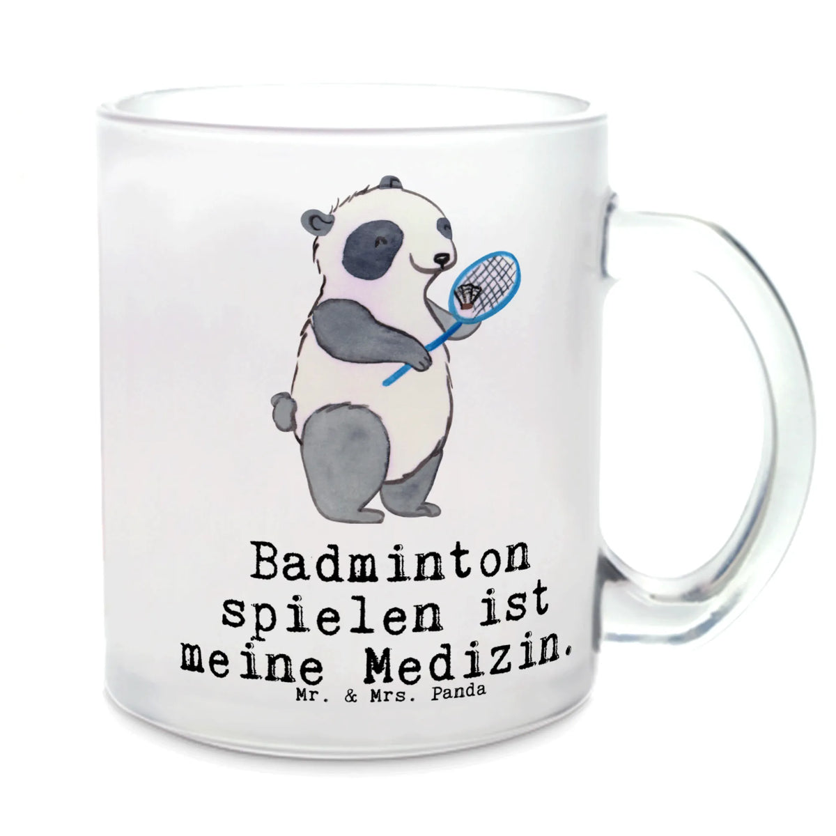 Teetasse Panda Badminton Teetasse Glas, glastasse, Trinkglas, Haferl, Teetasse, Henkelbecher, getränkebecher, getränkeglas, Motivtasse, Teeglas, Glasbecher, Pott, Kakaotasse, Glas Teebecher, Teetasse aus Glas, Henkeltasse, Tee Tasse, Häferl, Geschenk, Schenken, Sport, Sportart, Hobby, Danke, Dankeschön, Auszeichnung, Gewinn, Sportler, Badminton, Badminton spielen