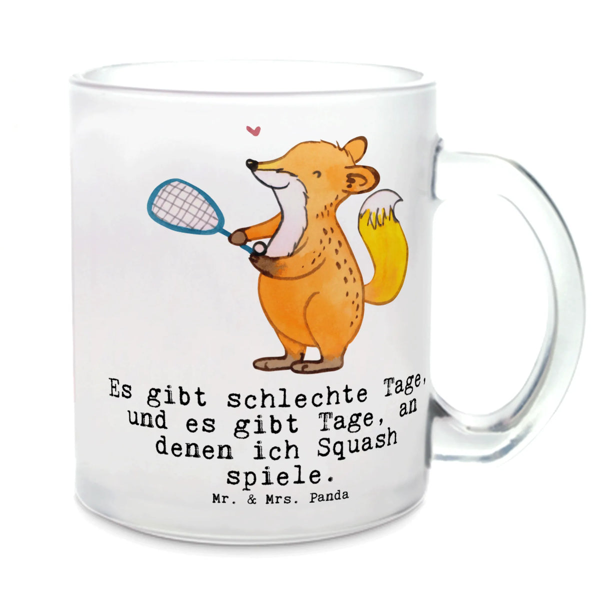 Teetasse Fuchs Squash spielen Trinkglas, Glasbecher, Henkelbecher, Glas Teebecher, Teeglas, getränkeglas, Haferl, getränkebecher, Teetasse aus Glas, Kakaotasse, Teetasse Glas, Tee Tasse, Teetasse, Motivtasse, glastasse, Henkeltasse, Häferl, Pott, Geschenk, Schenken, Sport, Sportart, Hobby, Danke, Dankeschön, Auszeichnung, Gewinn, Sportler, Squash spielen, Ballsport, Squashhalle