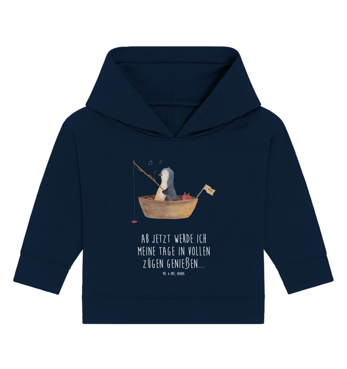 Organic Baby Hoodie Pinguin Angelboot Baby Hoodie, Baby Kapuzensweatshirt, Baby Kapuzenshirt, Pinguin, Angeln, Leben, Scheidung, Angelboot, Geschenkidee Liebeskummer, Lebenslust, Boot, Motivation, Trennung, Pinguine, Genießen, Neustart, Neuanfang