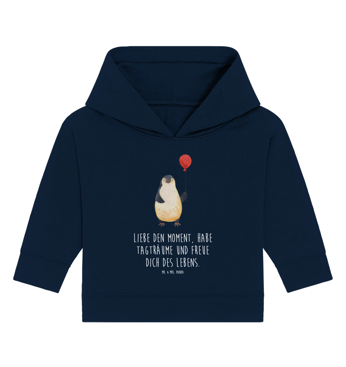 Organic Baby Hoodie Pinguin Luftballon Baby Kapuzensweatshirt, Baby Hoodie, Baby Kapuzenshirt, Pinguin, Glück, Lebenslust, Geschenkidee, Geschenk Freundin, Beste Freundin, Tagträume, Pinguine, Neues Leben, Motivation, Liebe, Luftballon, Neustart