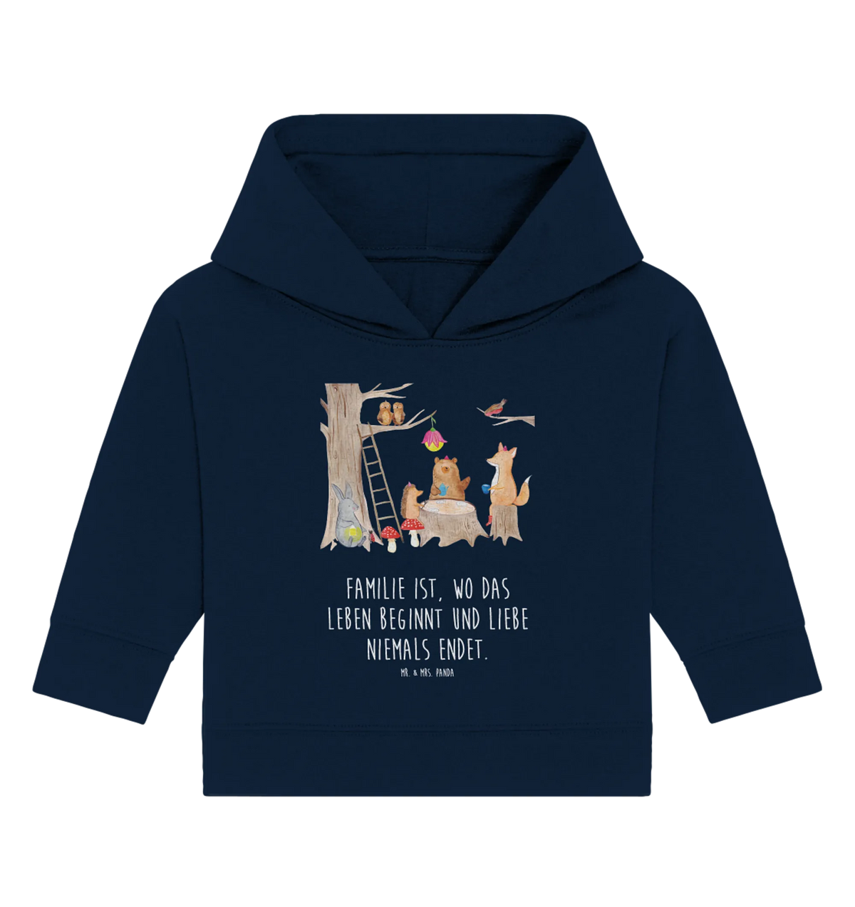 Organic Baby Hoodie Waldtiere Picknick Baby Kapuzensweatshirt, Baby Kapuzenshirt, Baby Hoodie, Tiermotive, Lustige Sprüche, Tiere, Gute Laune, Wald, Picknick, Fuchs, Igel, Waldtiere, Eichhörnchen, Hase, Maus