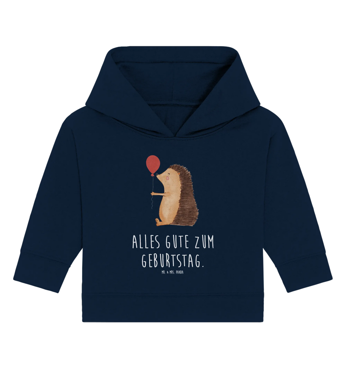 Organic Baby Hoodie Igel Luftballon Baby Kapuzenshirt, Baby Kapuzensweatshirt, Baby Hoodie, Tiermotive, Lustige Sprüche, Tiere, Gute Laune, Igel, Happy Birthday, Geburtstag, Ballon, Geburtstagskind, Herzlichen Glückwunsch, Glückwunsch