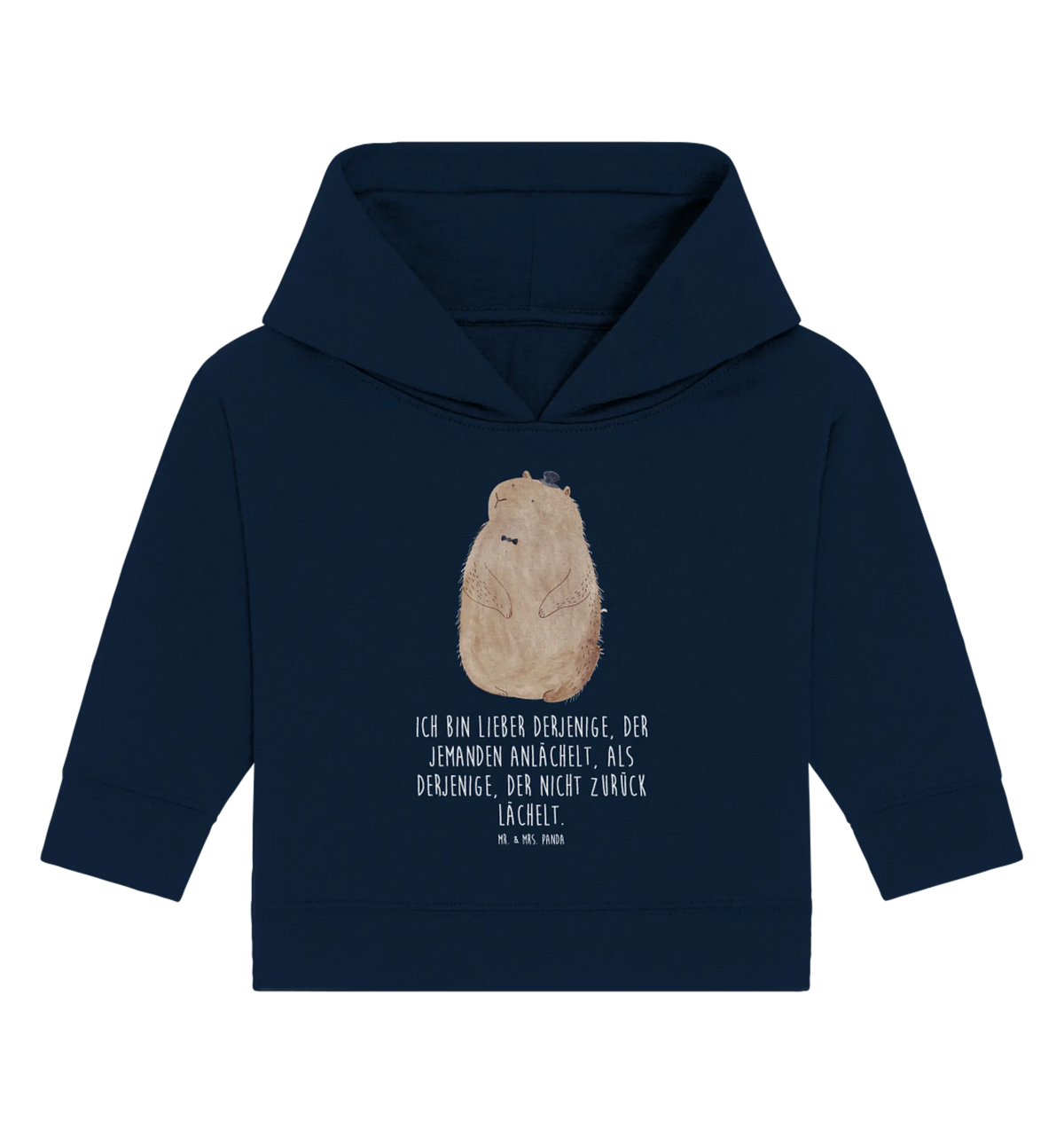 Organic Baby Hoodie Murmeltier Baby Kapuzensweatshirt, Baby Hoodie, Baby Kapuzenshirt, Tiermotive, Lustige Sprüche, Tiere, Gute Laune, Respekt, Freundlichkeit, Anstand, Knigge, Fröhlichkeit, Murmeltier