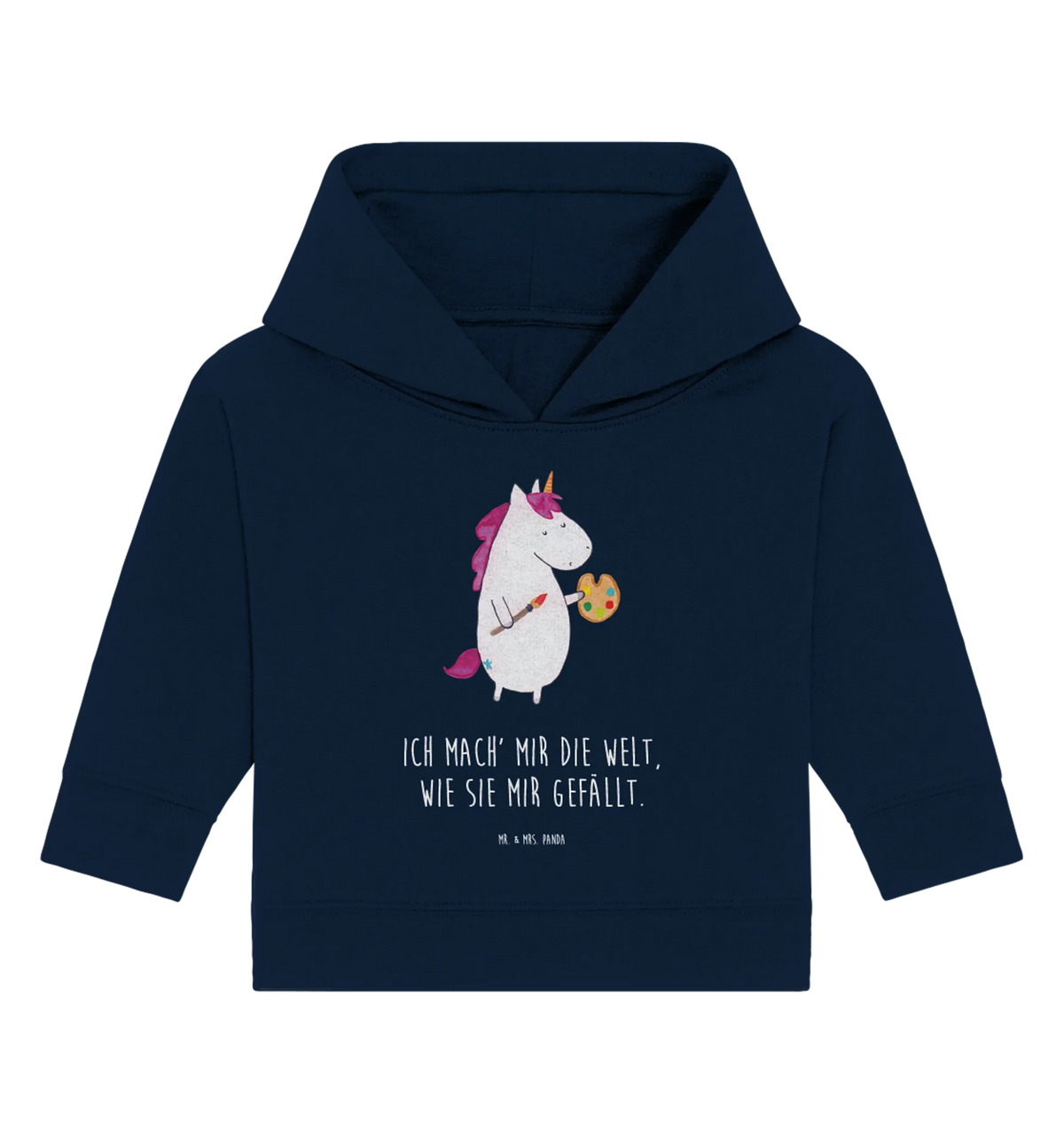 Organic Baby Hoodie Einhorn Künstler Baby Kapuzensweatshirt, Baby Hoodie, Baby Kapuzenshirt, Unicorn, Einhörner, Einhorn, Einhorn Deko, Farbe, Englisch, Geschenk, Pinsel, Stift, Künstler, Zeichnen, Malen, Artist, Welt, Maler