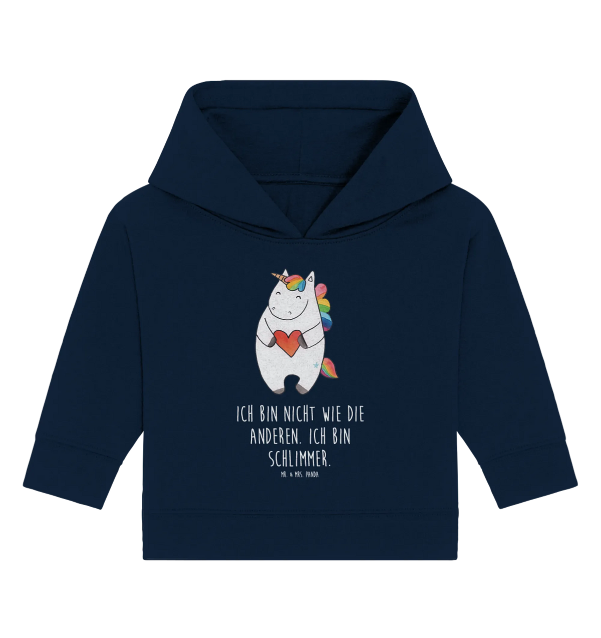 Organic Baby Hoodie Einhorn Herz Baby Hoodie, Baby Kapuzenshirt, Baby Kapuzensweatshirt, Unicorn, Einhörner, Einhorn, Einhorn Deko, Bunt, Witzig, Lustig, Herz, Schlimm, Anders, Freundin, böse