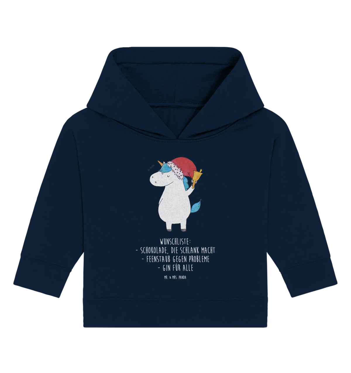 Organic Baby Hoodie Einhorn Weihnachtsmann Baby Kapuzenshirt, Baby Hoodie, Baby Kapuzensweatshirt, Unicorn, Einhörner, Einhorn, Einhorn Deko, Weihnachtsmann, Wunschzettel, Schokolade, Schoki, Feenstaub, Nikolaus, Weihnachten, Wunschliste, Gin