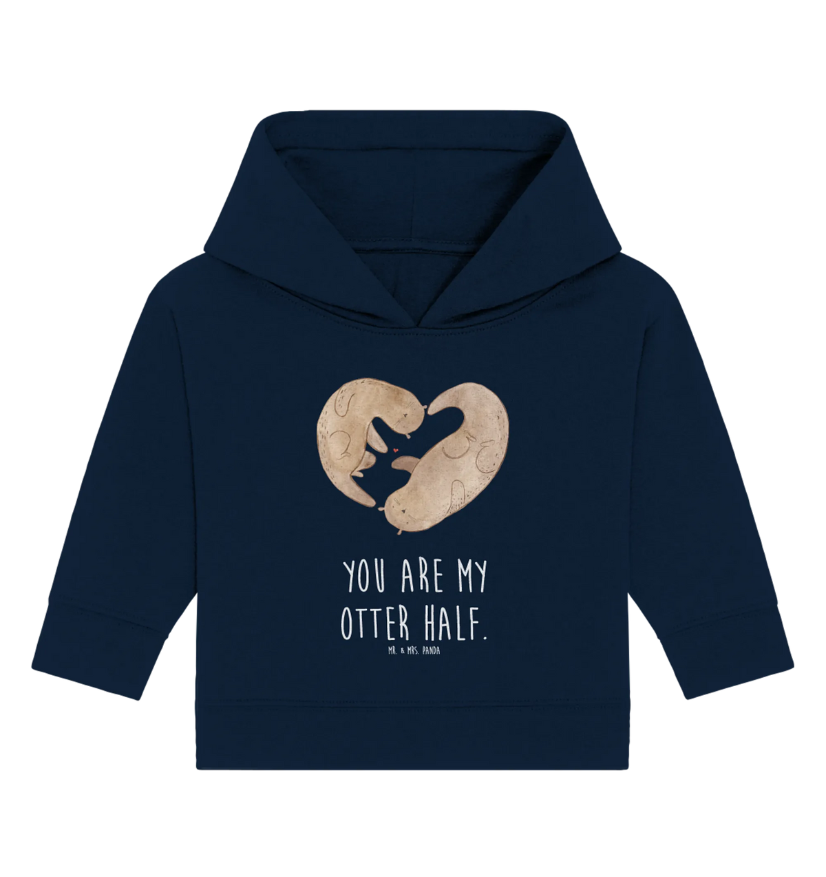 Organic Baby Hoodie Otter Herz Baby Kapuzenshirt, Baby Kapuzensweatshirt, Baby Hoodie, Otter, Seeotter, Fischotter, Bessere Hälfte, Liebesbeweis, Hochzeitstag, Jahrestag, Liebe, Verlobung, Love You, Liebesgeschenk, Gemeinsames Leben, Herz