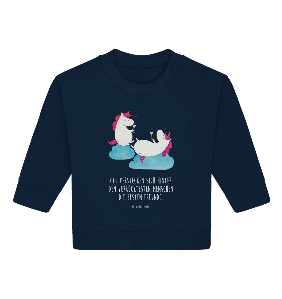 Organic Baby Pullover Einhorn Sekt Baby Bullover, Unicorn, Einhörner, Einhorn, Einhorn Deko, Freundinnen, Freundin, Beste, Spaß, BFF, Anstoßen, Korken, Party, Mädelsabend, Sekt