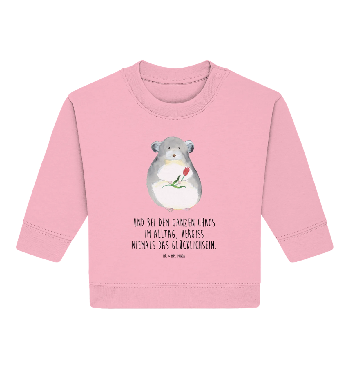 Organic Baby Pullover Chinchilla Blume Baby Bullover, Tiere, Gute Laune, Tiermotive, Lustige Sprüche, Glücklichsein, Chinchilla, Liebeskummer, Depressionen, Chinchillas, Chaos, Kummer, traurig sein, Büroalltag, Büro