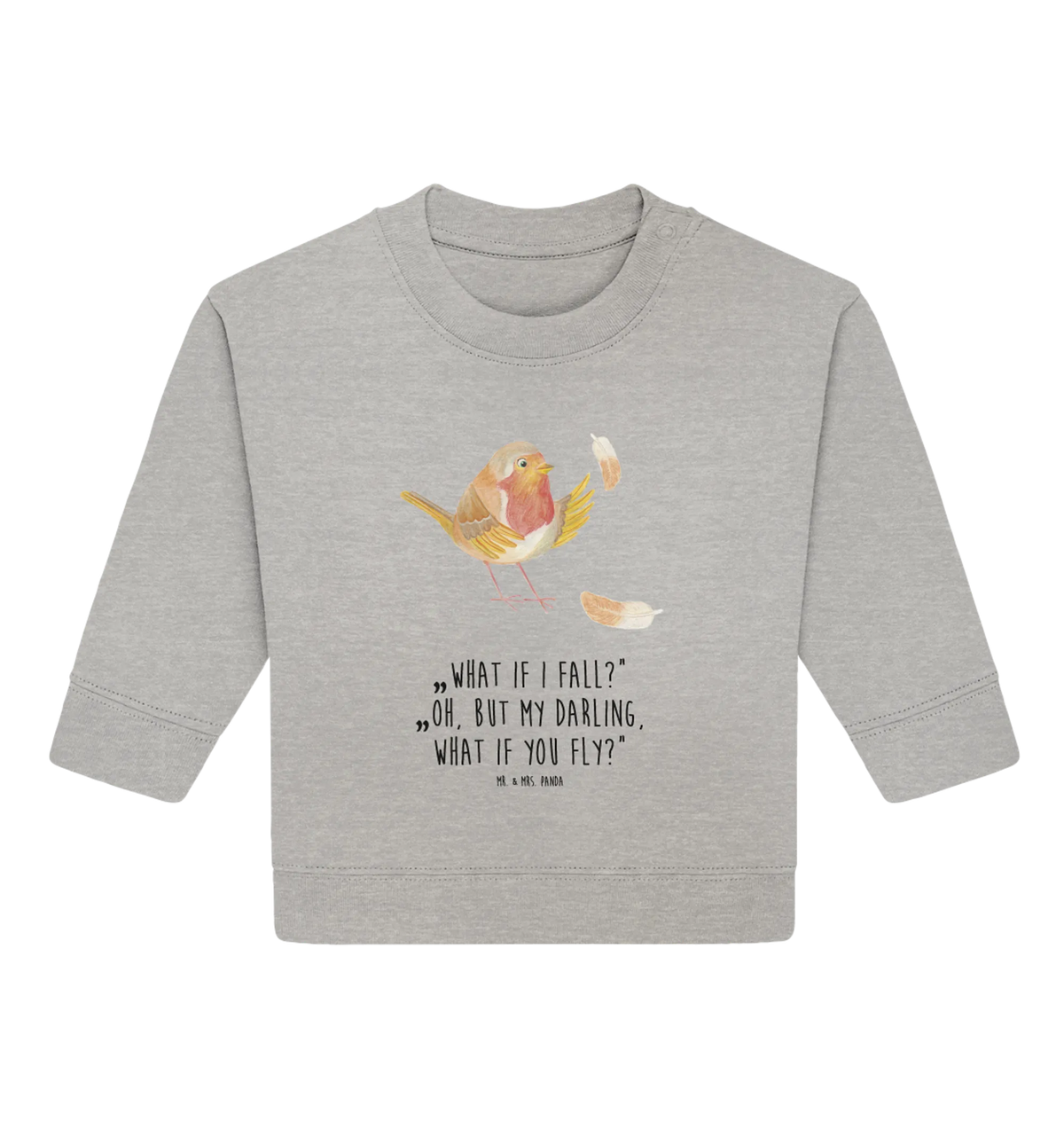 Organic Baby Pullover Rotkehlchen Federn Baby Bullover, Tiere, Gute Laune, Tiermotive, Lustige Sprüche, fliegen, Spruch Motivation, Rotkehlchen, What If I Fall, Vogel, Motivation Sprüche, Spruch Mut, Motivationsbilder