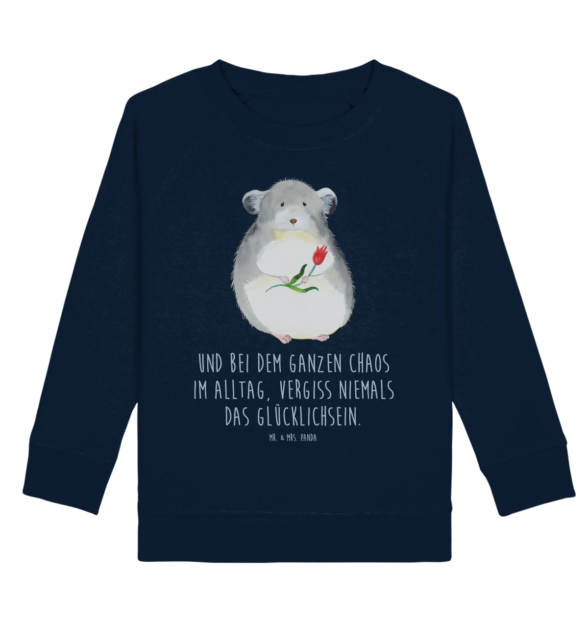 Organic Kinder Pullover Chinchilla Blume Kinder Pullover, Kinder Sweatshirt, Tiermotive, Lustige Sprüche, Tiere, Gute Laune, traurig sein, Glücklichsein, Büroalltag, Chinchilla, Chinchillas, Büro, Liebeskummer, Depressionen, Kummer, Chaos