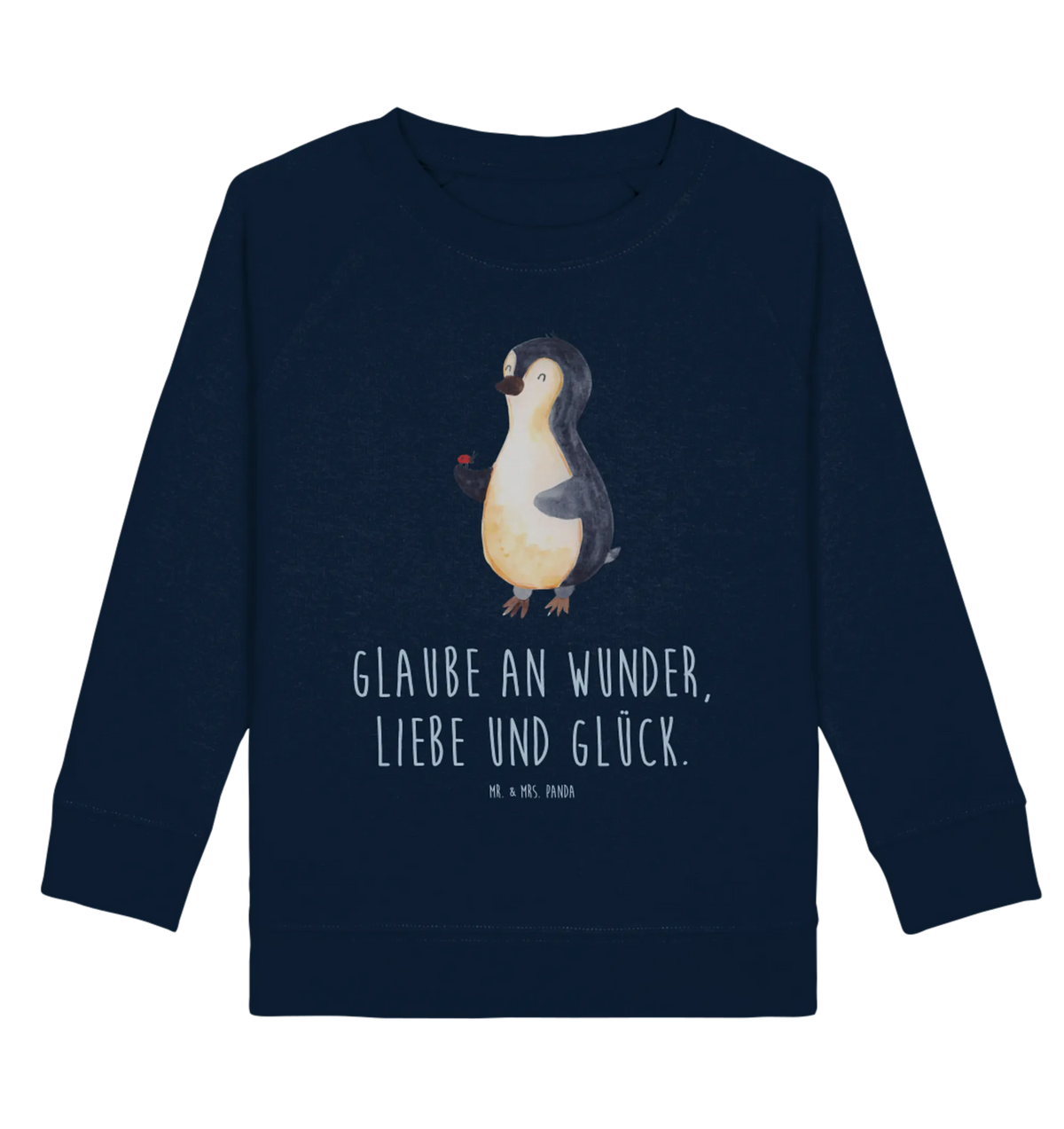 Organic Kinder Pullover Pinguin Marienkäfer Kinder Pullover, Kinder Sweatshirt, Pinguin, Wunder, Glück, Marienkäfer, Liebe, Freude, Pinguine, Lebensfreude