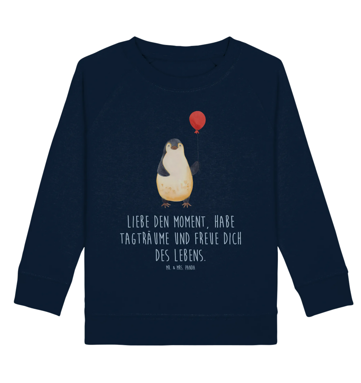 Organic Kinder Pullover Pinguin Luftballon Kinder Sweatshirt, Kinder Pullover, Pinguin, Tagträume, Luftballon, Liebe, Glück, Neustart, Motivation, Neues Leben, Lebenslust, Geschenk Freundin, Geschenkidee, Pinguine, Beste Freundin