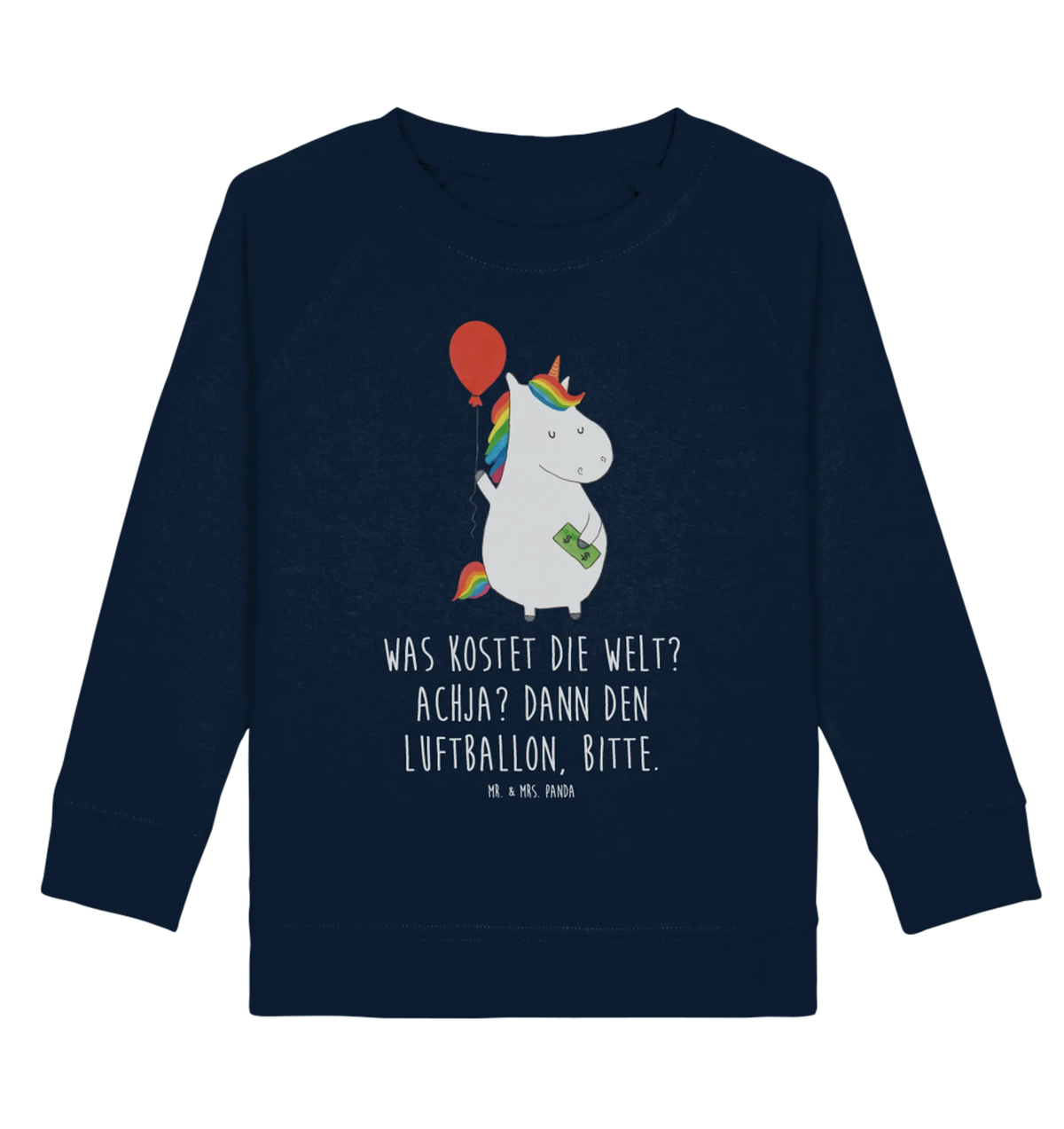 Organic Kinder Pullover Einhorn Luftballon Kinder Sweatshirt, Kinder Pullover, Einhorn, Unicorn, Einhörner, Einhorn Deko, Freude, Lebenslust, Geld, Freundin, Geschenk, Luftballon