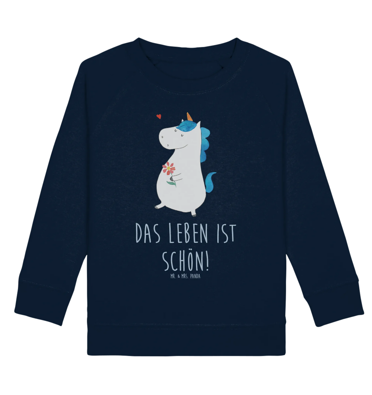 Organic Kinder Pullover Einhorn Spaziergang Kinder Sweatshirt, Kinder Pullover, Einhorn, Unicorn, Einhörner, Einhorn Deko, Glitzer, Mutter, Gute Laune, Schwester, Freude, Freundin, Spaziergang, Motivation, Blumen