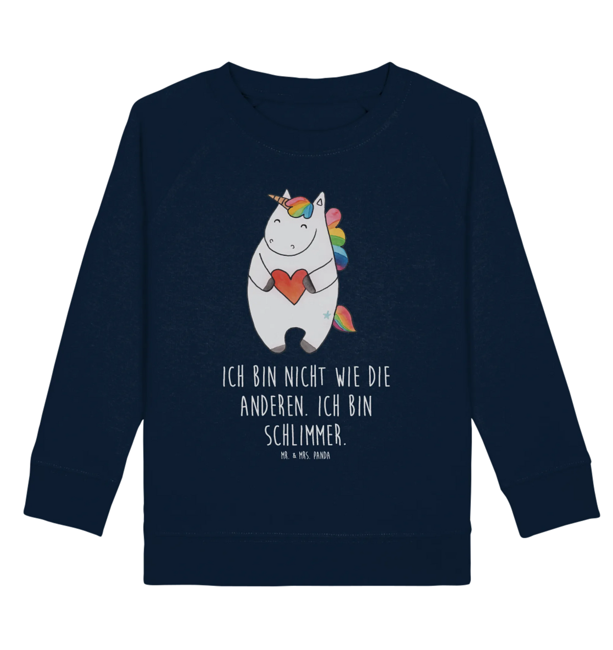 Organic Kinder Pullover Einhorn Herz Kinder Pullover, Kinder Sweatshirt, Unicorn, Einhorn Deko, Einhorn, Einhörner, Anders, Schlimm, Bunt, Freundin, Lustig, Herz, böse, Witzig