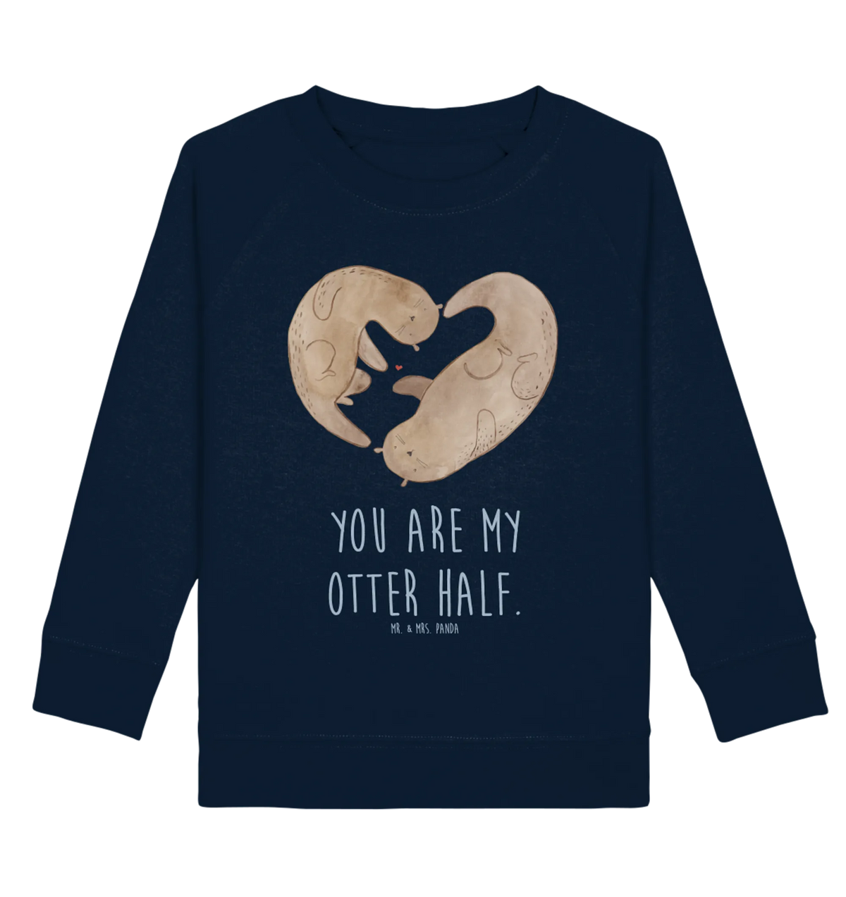 Organic Kinder Pullover Otter Herz Kinder Sweatshirt, Kinder Pullover, Fischotter, Seeotter, Otter, Hochzeitstag, Love You, Verlobung, Liebesbeweis, Herz, Bessere Hälfte, Gemeinsames Leben, Jahrestag, Liebe, Liebesgeschenk