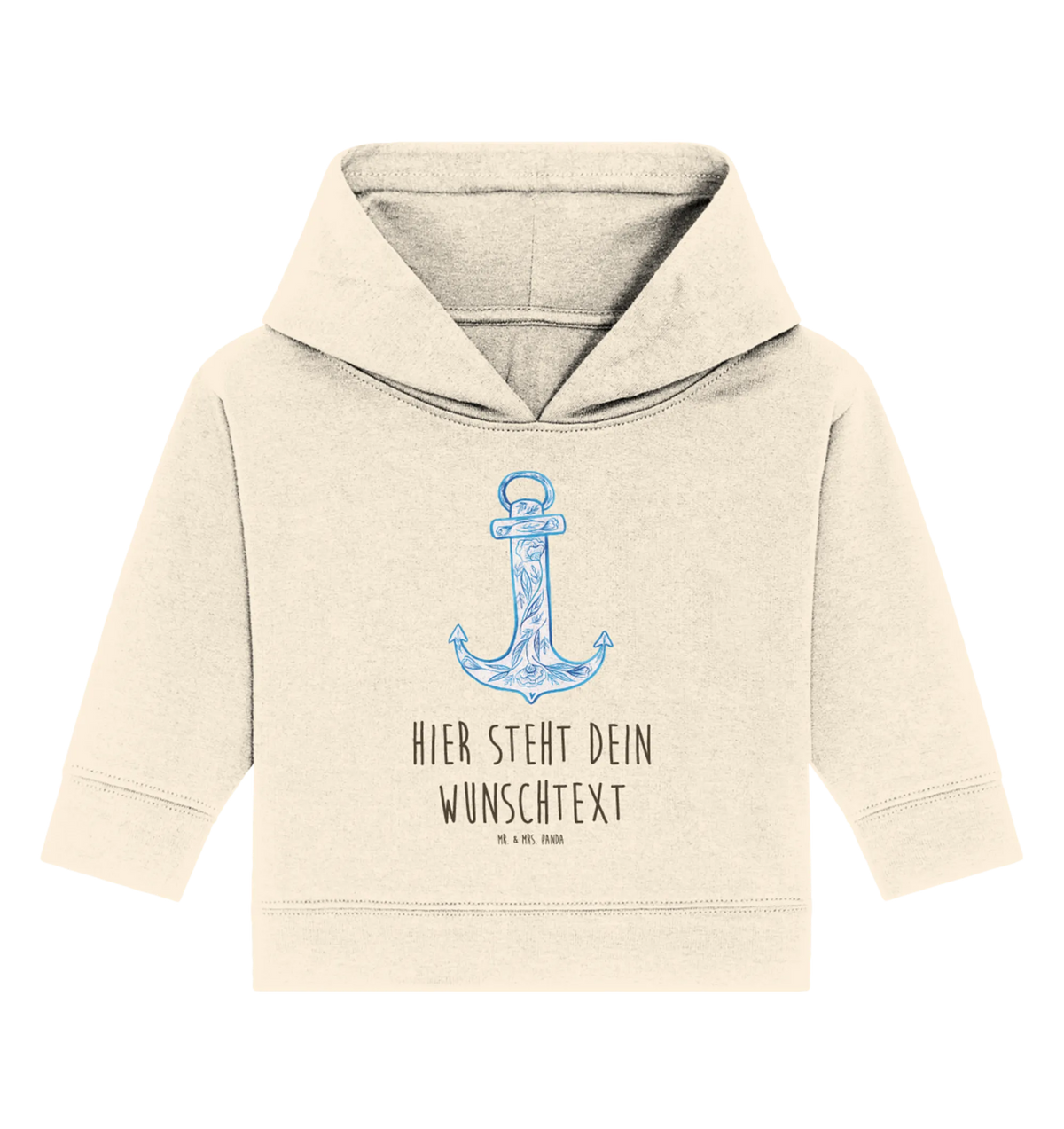 Personalisierter Baby Hoodie Anker Blau Personalisierter Baby Hoodie, Baby Hoodie mit Namen, Babyhoodie Wunschtext, Tiere, Tiermotive, Lustige Sprüche, Gute Laune