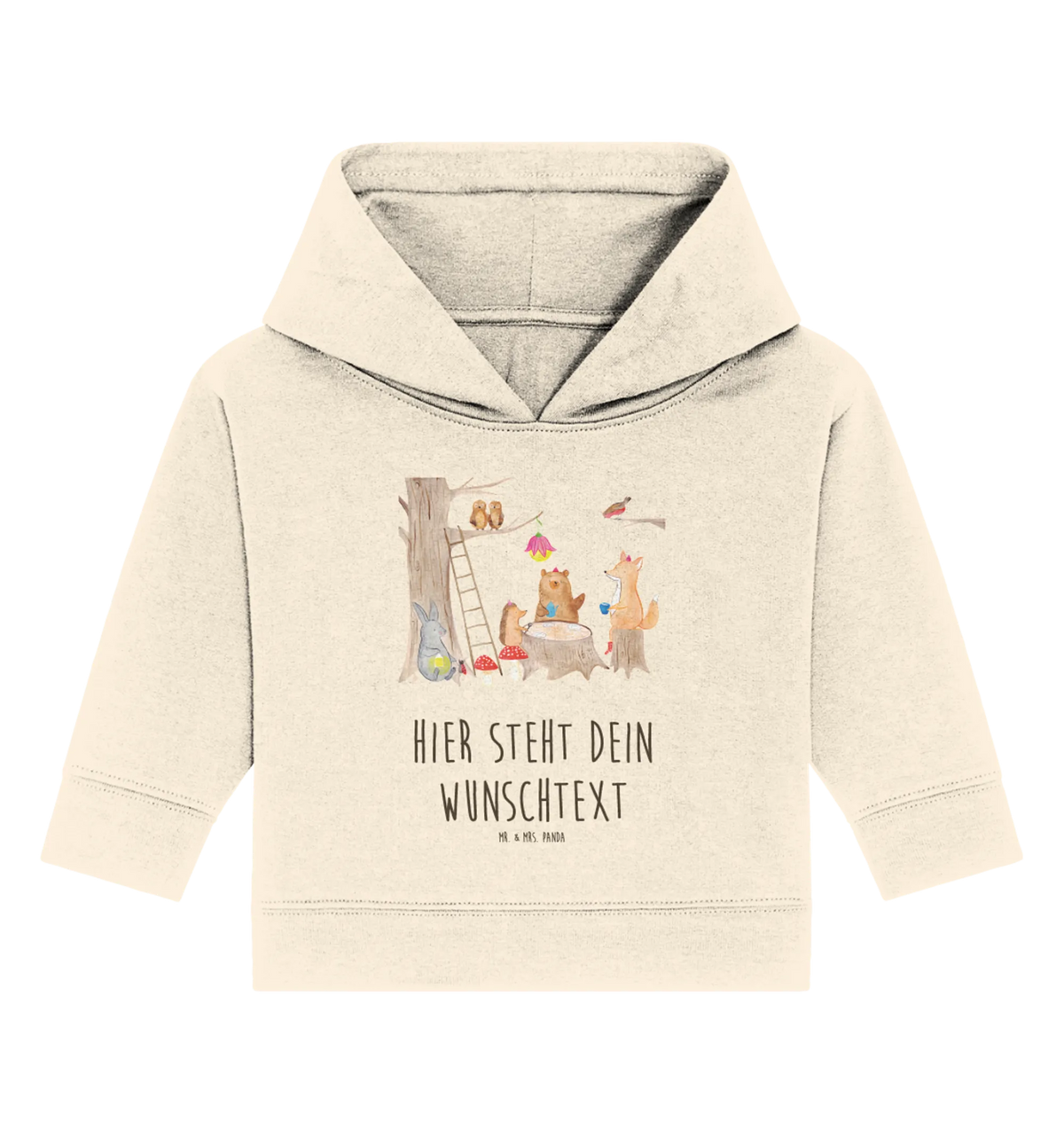 Personalisierter Baby Hoodie Waldtiere Picknick Babyhoodie Wunschtext, Baby Hoodie mit Namen, Personalisierter Baby Hoodie, Tiere, Tiermotive, Lustige Sprüche, Gute Laune, Maus, Picknick, Igel, Eichhörnchen, Waldtiere, Wald, Fuchs, Hase