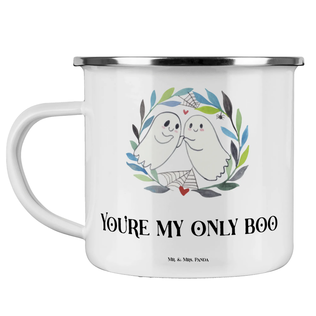 Camping Emaille Tasse Gespenster  Liebe blechbecher, outdoortasse, Emailletasse, Tasse Emaille, Blechtasse, Teetasse, Teebecher, Reisebecher, wandertasse, Haferl, Outdoor Becher, Emaille Becher, reisetasse, Emaille Tasse, wanderbecher, Outdoor Tasse, emaillebecher, Kaffeepott, becher emaille, metallbecher, Pott, Motivtasse, Campingbecher, Campingtasse, Dekoration, Geschenke, Schenken, Deko, Halloween, Martinssingen, Gespenst, Verliebt, Paar