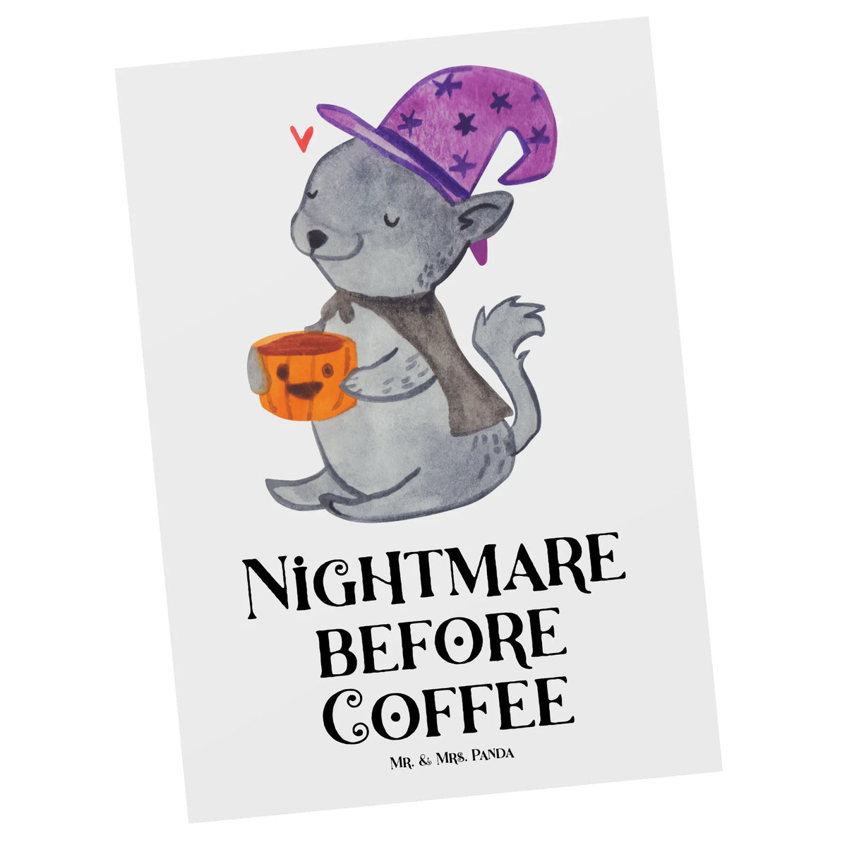 Postkarte Kater Kaffee bildkarte, Ansichtskarten, Motivkarte, Postkarten, Postkarte, Kunstkarten, einzelkarte, Designkarte, Grußkarte, spruchkarte, Ansichtskarte, Fotokarte, kunstkarte, Dekoration, Geschenke, Schenken, Deko, Halloween, Martinssingen, Magie, Kaffee, Kater, Hexe