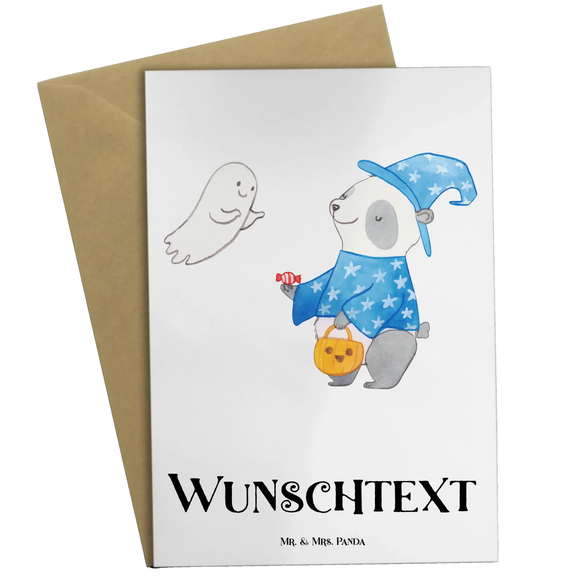 Personalisierte Grußkarte Panda Zauberer Personalisierte Klappkarte, individuelle grußkarte, Grußkarte personalisierbar, Personalisierte Grußkarte, grußkarte personalisiert, Personalisierte Karte, Grußkarten Personalisiert, Dekoration, Geschenke, Schenken, Deko, Halloween, Martinssingen, Zauberer, Trick Or Treat, Süßes Sonst Gibt's Saures, Halloween Deko, Panda, Gespenst