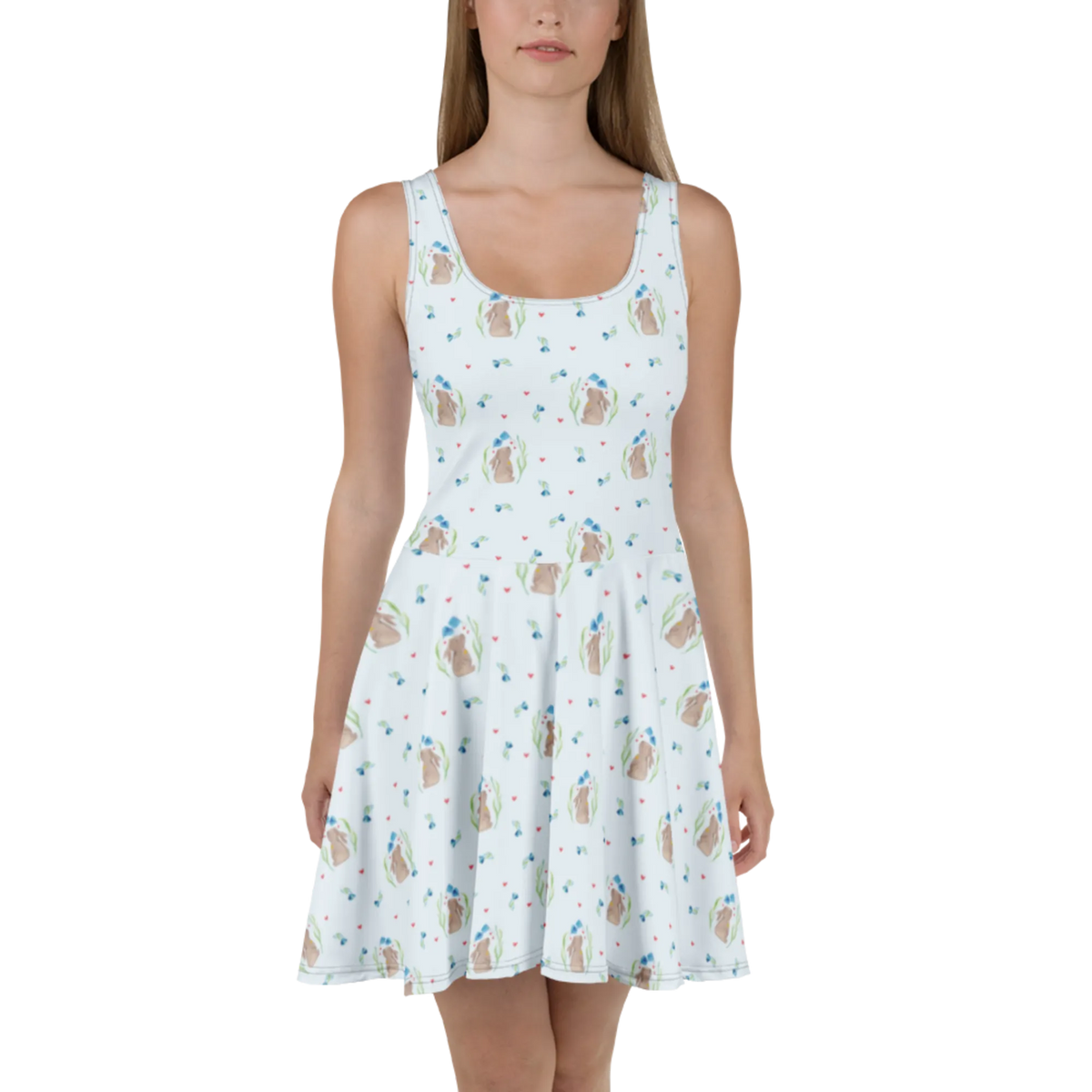 Sommerkleid Hase Blume Muster Urlaubskleid, Luftiges Sommerkleid, Stretchkleid, Swingkleid, Damen-Sommerkleid, Leichtes Sommerkleid, Jerseykleid, Kleid, Kurzes Kleid, Minikleid, Ausgestelltes Kleid, Damenkleid, Strandkleid, Kurzes Sommerkleid, Sommerkleid, A-Linien-Kleid, Shirtkleid, Skaterkleid, Freizeitkleid, Geschenke zu Ostern, Osterdeko, Ostergeschenke, Ostern Kinder, Osternest, Ostergeschenke Kinder, Osterhase, Ostern, Ostern Geschenk, Geburtstag, Kindergeburtstag, Taufgeschenk, Hoffnung, Hase, Schwangerschaft, Geburt, Träume, Kind, Kaninchen, Taufe, Erstes Kind