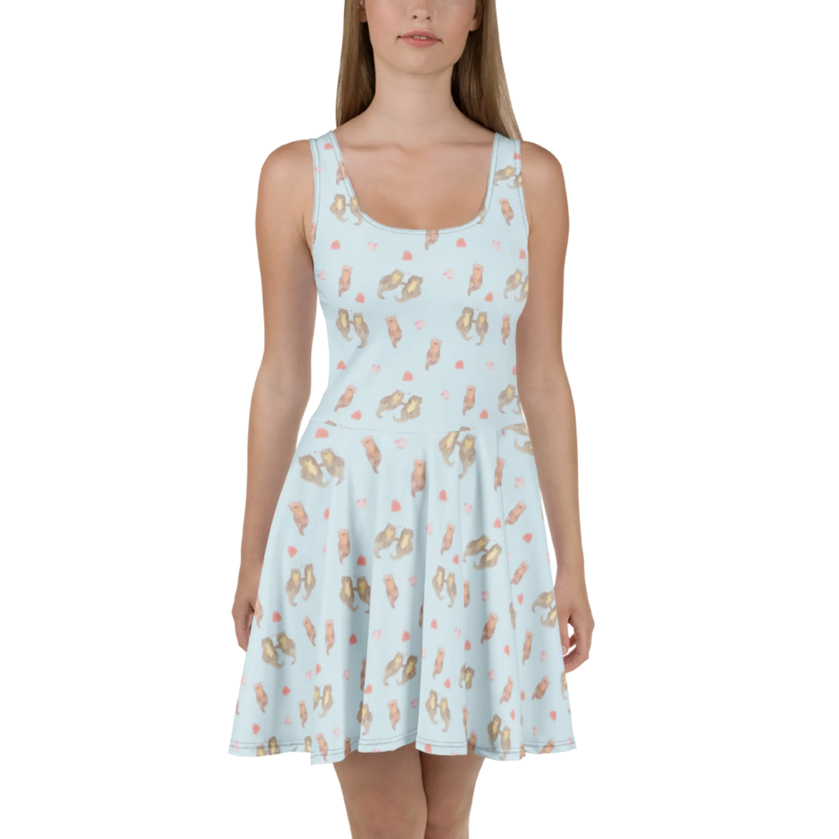 Sommerkleid Otter Hände halten Muster Damenkleid, Strandkleid, Kurzes Sommerkleid, Minikleid, Jerseykleid, Freizeitkleid, Leichtes Sommerkleid, Damen-Sommerkleid, Ausgestelltes Kleid, Stretchkleid, Kurzes Kleid, Urlaubskleid, Sommerkleid, Shirtkleid, Skaterkleid, A-Linien-Kleid, Kleid, Swingkleid, Luftiges Sommerkleid, Fischotter, Seeotter, Otter, Otter Seeotter See Otter