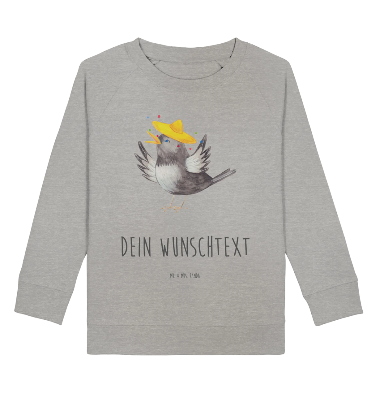Personalisierter Kinder Pullover Rabe Sombrero Personalisierter Kinder Pullover, Personalisiertes Kinder Sweatshirt, Lustige Sprüche, Tiere, Tiermotive, Gute Laune, Rabe, glücklich sein, Vögel, Spruch Positiv, Froh, Glück Spruch, Fröhlich sein, Elster, Vogel, Motivation