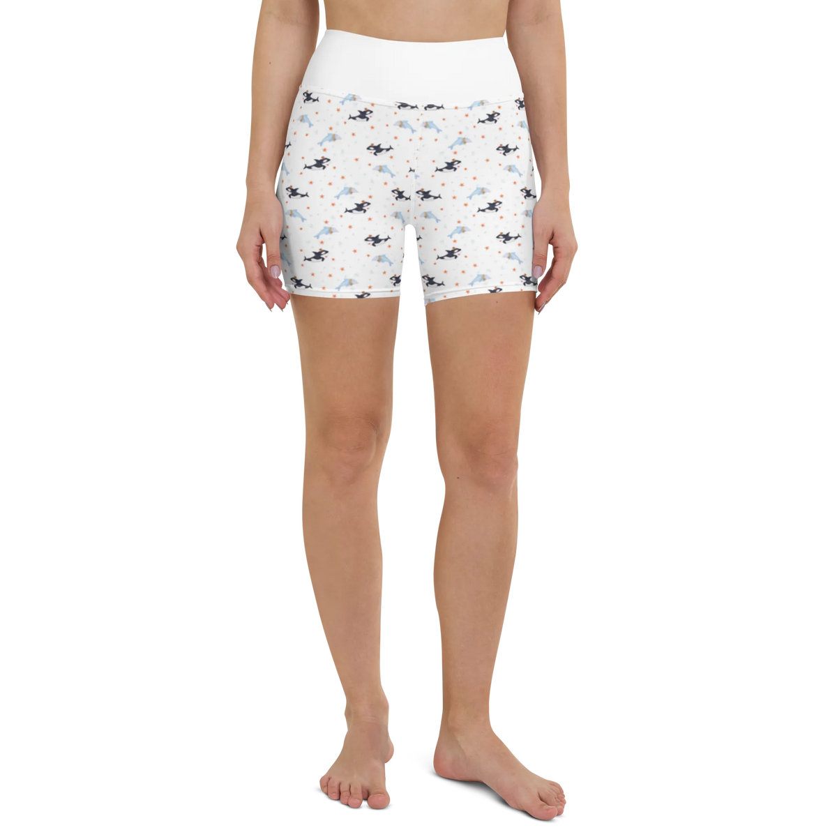 Yoga Shorts Orca Zylinder Muster Yogabekleidung, Yoga Shorts, Sportshorts Damen, Sportbekleidung, Yogashorts, Yoga Shorts Damen, Sporthose, Sportshorts, Fitnesshose, Urlaub, Meer, Meerestiere, Glitzer, Glückwunsch, Feier, Orca, Fete, Konfetti, Glitter, Fest, Narwal, Geburtstag