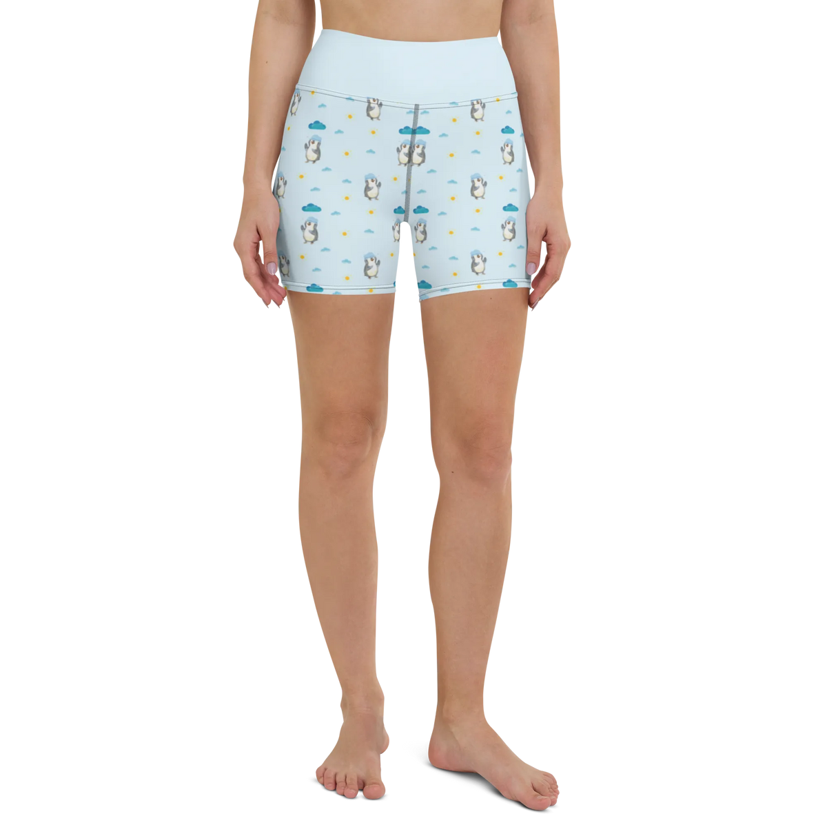 Yoga Shorts Pinguin Duschen Muster Yogashorts, Sportshorts, Sporthose, Yoga Shorts, Sportshorts Damen, Sportbekleidung, Yogabekleidung, Fitnesshose, Yoga Shorts Damen, Pinguin, Pinguine, glücklich sein, Motivation, Neuanfang, Lebensmotto, Duschen, Dusche, Neustart