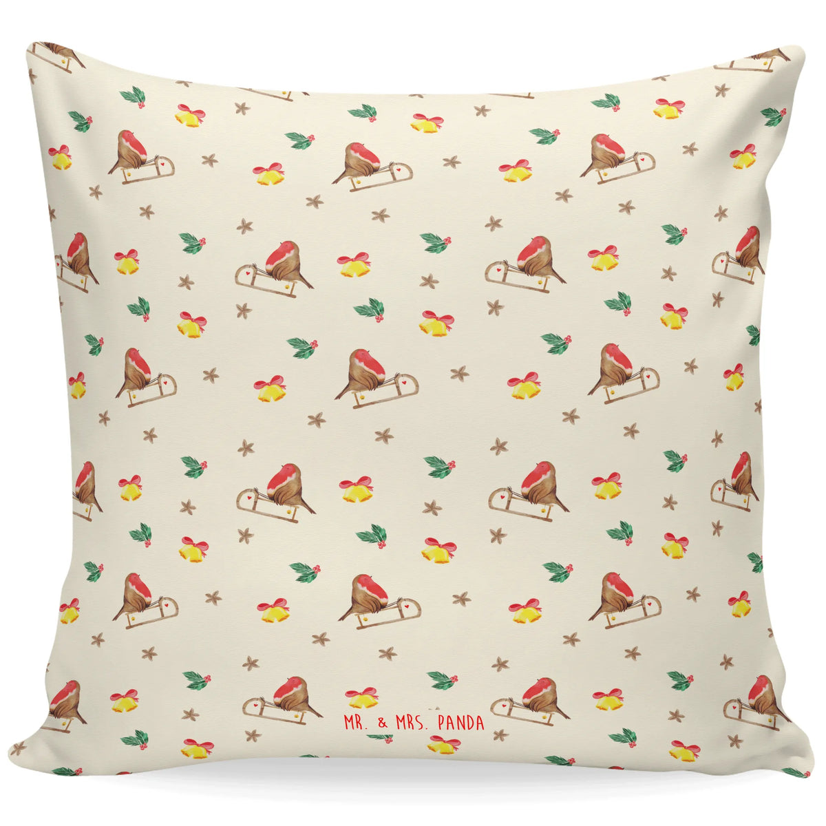 Cushion robin Sleds 40x40, cushion, pillow case, settee, pad, bed, fluffy, Pillow, bedroom, 40 x 40, soft, sofa, pillows, couch, Winter, Christmas, Christmas time, snow, sleigh, bird