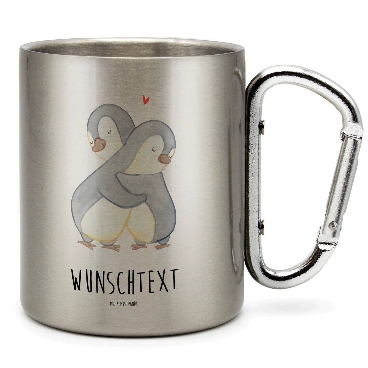 Personalisierter Edelstahlbecher Pinguine Kuscheln