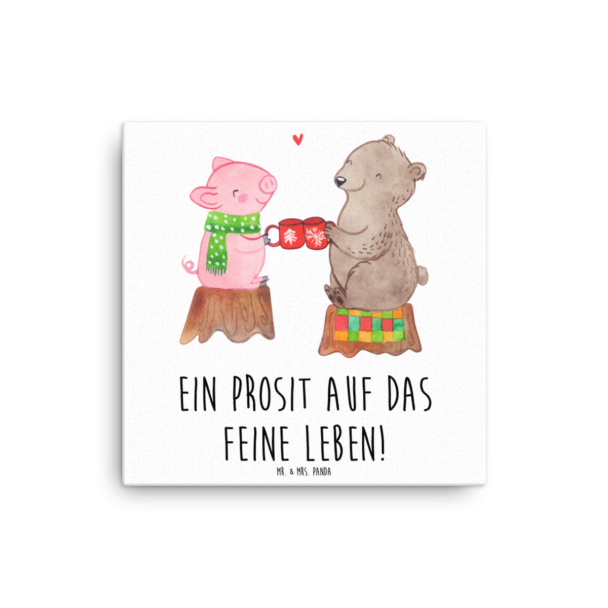 Leinwand Bild Glühschwein Sause Kunstdruck, Leinwand, Heiligabend, Advent, Nikolaus, Weihnachten, Weihnachtsdeko, Wintermotiv, Winter, Weihnachtszeit, Bär, Alles Gute, Prost, Schwein