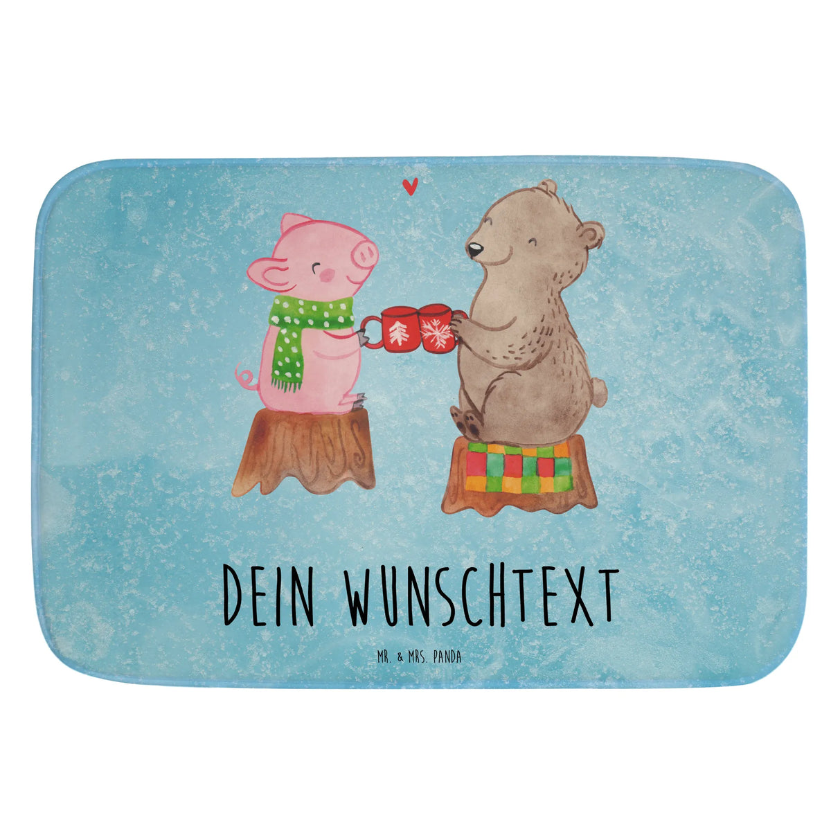 Personalised bath mat Glowing Pig Bash Winter, Christmas, Christmas time, snow