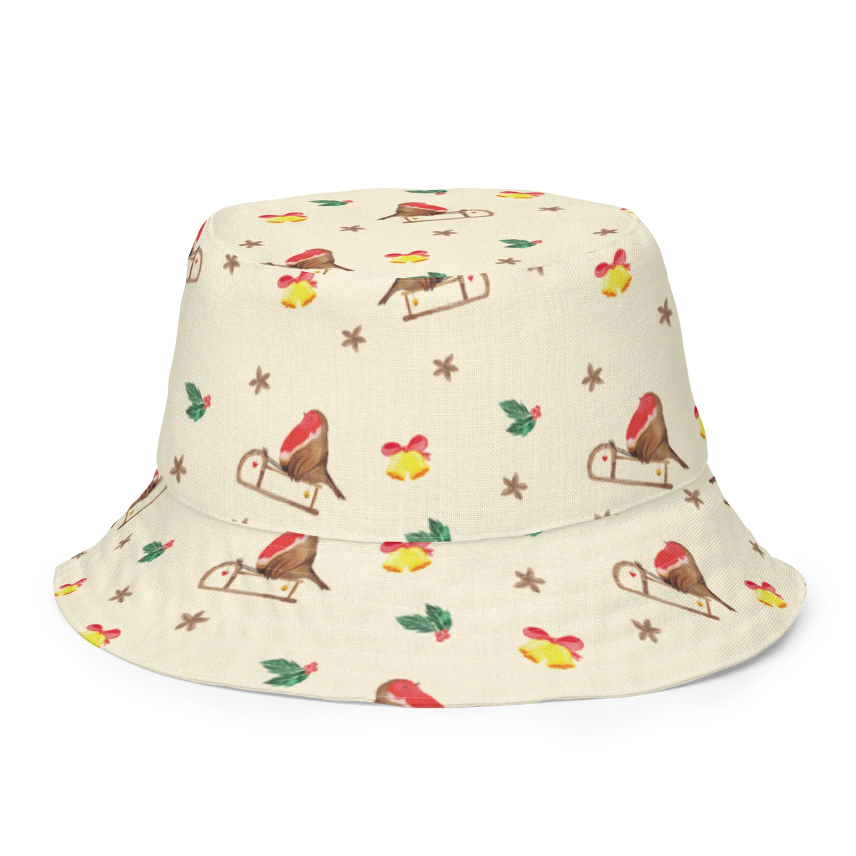 Sonnenhut Rotkehlchen Schlitten Muster Bucket Hat, Boonie Hat, Fischerhut, Buschhut, Anglermütze, Trekkinghut, Stoffmütze, Schlapphut, Fischerkappe, Tropenhut, Krempenhut, Freizeithut, Safarihut, Wendehut, Sonnenkappe, Zweifarbiger Hut, Stoffhut, Wendemütze, Strandhut, Sommerhut, Wendecap, Sommermütze, Anglerhut, Wanderhut, Outdoorhut, Sonnenschutzhut, Sonnenhut, Sonnenmütze, Weihnachten, Winter, Weihnachtsdeko, Nikolaus, Advent, Heiligabend, Wintermotiv, Vogel, Schlitten