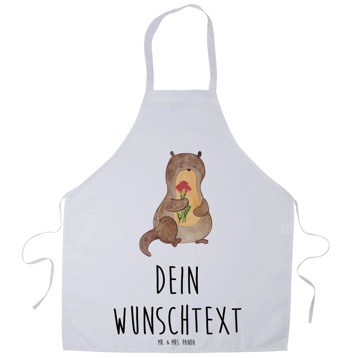 Personalized Cooking Apron otter Bunch of flowers baby otter, predator, marten, water, otter gifts, sea otter, gift ideas for animal lovers, animal, European otter, mammal, water animal, water mammal, gifts for people in love, aquatic animal, animal lover, Otter Sea Otter Lake Otter