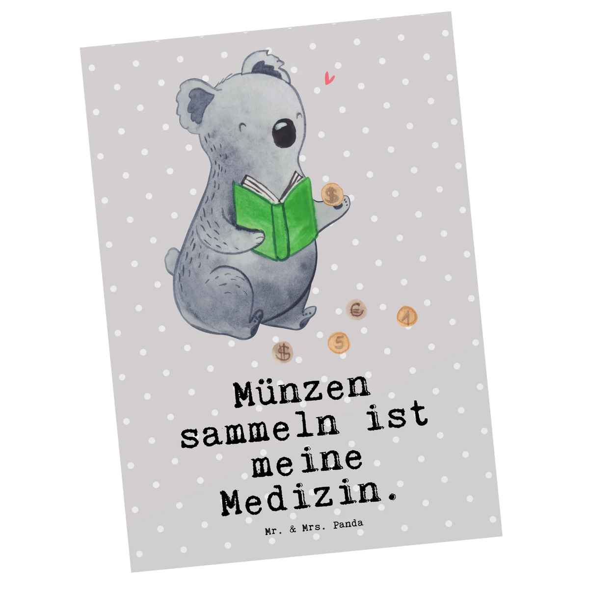 Postkarte Koala Münzen sammeln