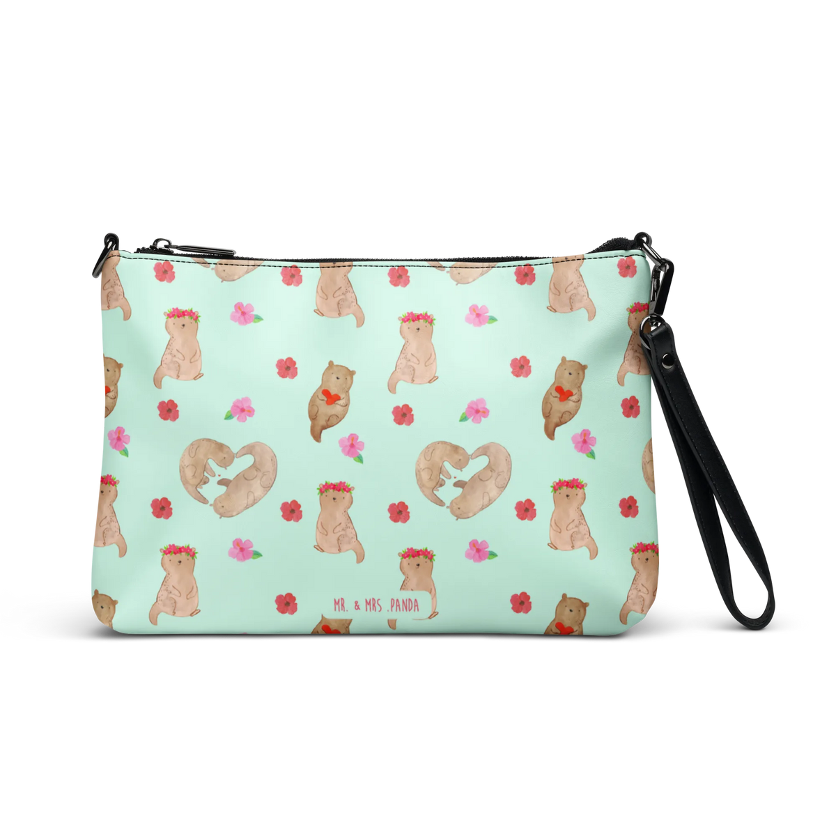 Handtasche Otter Herz Muster Umhängetasche Damen, reißverschlusstasche, Damenhandtasche, Frauentasche, Damentasche, Handtasche, Pochette, Handgelenktasche, Handtasche Damen, Schultertasche, Umhängetasche, Clutch, Crossbody Bag, kleine tasche, Schultergurt-Tasche, Kleine Handtasche, Abendtasche, Kleine Umhängetasche, Damen Umhängetasche, Tasche, Crossover-Tasche, Otter, Fischotter, Seeotter, Love You, Gemeinsames Leben, Liebesbeweis, Bessere Hälfte, Liebesgeschenk, Verlobung, Jahrestag, Herz, Hochzeitstag, Liebe