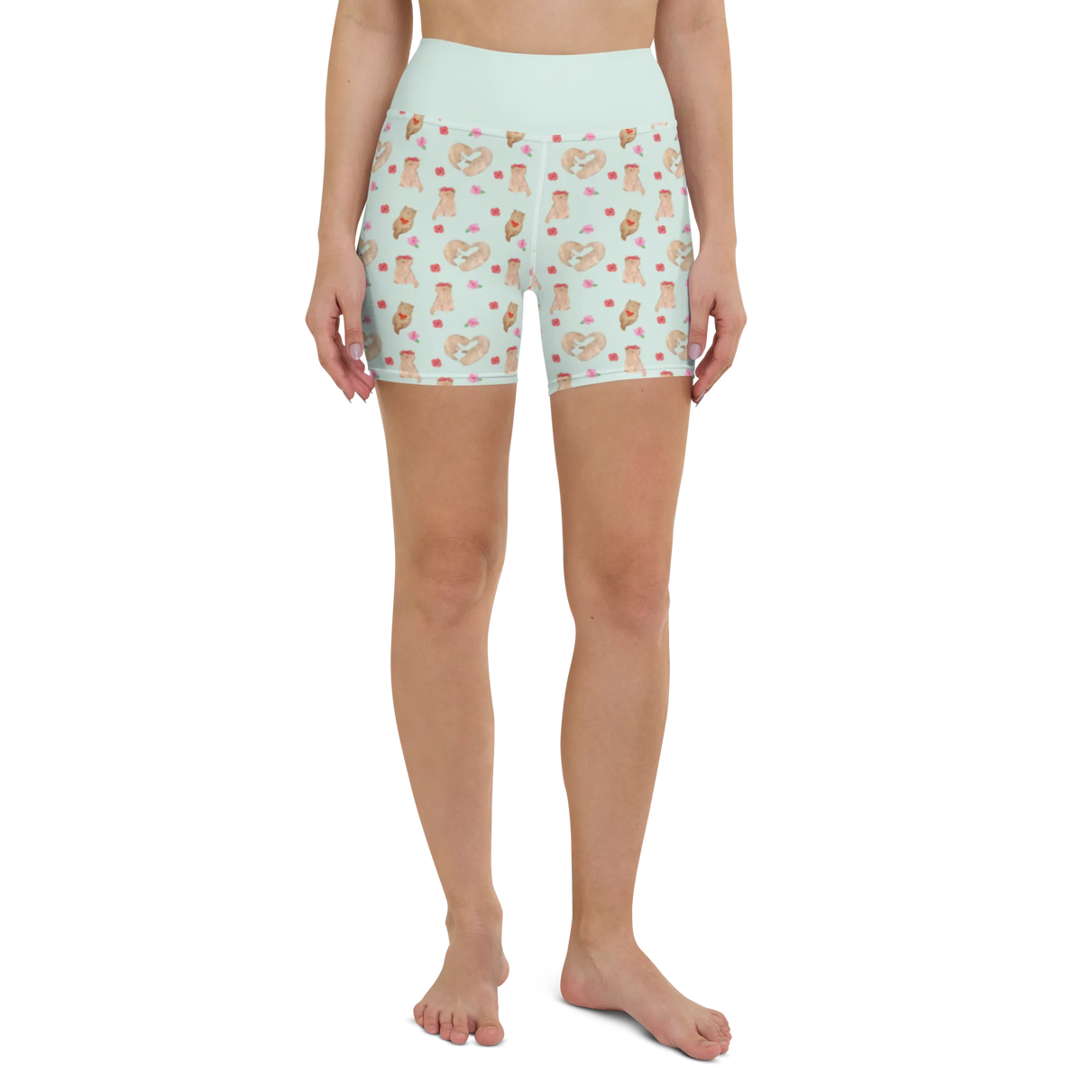 Yoga Shorts Otter Herz Muster Yogashorts, Sportbekleidung, Sportshorts, Sportshorts Damen, Yoga Shorts, Yoga Shorts Damen, Sporthose, Yogabekleidung, Fitnesshose, Otter, Fischotter, Seeotter, Gemeinsames Leben, Bessere Hälfte, Herz, Love You, Hochzeitstag, Jahrestag, Liebesbeweis, Liebesgeschenk, Verlobung, Liebe