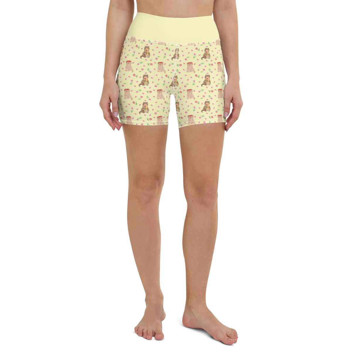 Yoga Shorts Otter Blumenstrauß Muster Yoga Shorts Damen, Yogabekleidung, Sportbekleidung, Fitnesshose, Sportshorts Damen, Yogashorts, Yoga Shorts, Sportshorts, Sporthose, Otter, Fischotter, Seeotter, Otter Seeotter See Otter