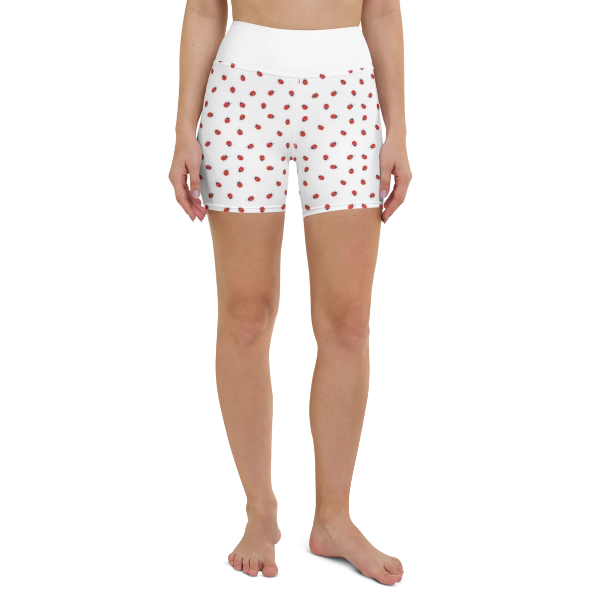 Yoga Shorts Marienkäfer Design Muster Yogabekleidung, Sportbekleidung, Yogashorts, Yoga Shorts Damen, Sportshorts Damen, Sportshorts, Fitnesshose, Yoga Shorts, Sporthose, Marienkäfer, Grüne Punkte, Verspielt, Muster, Aquarell, Niedlich