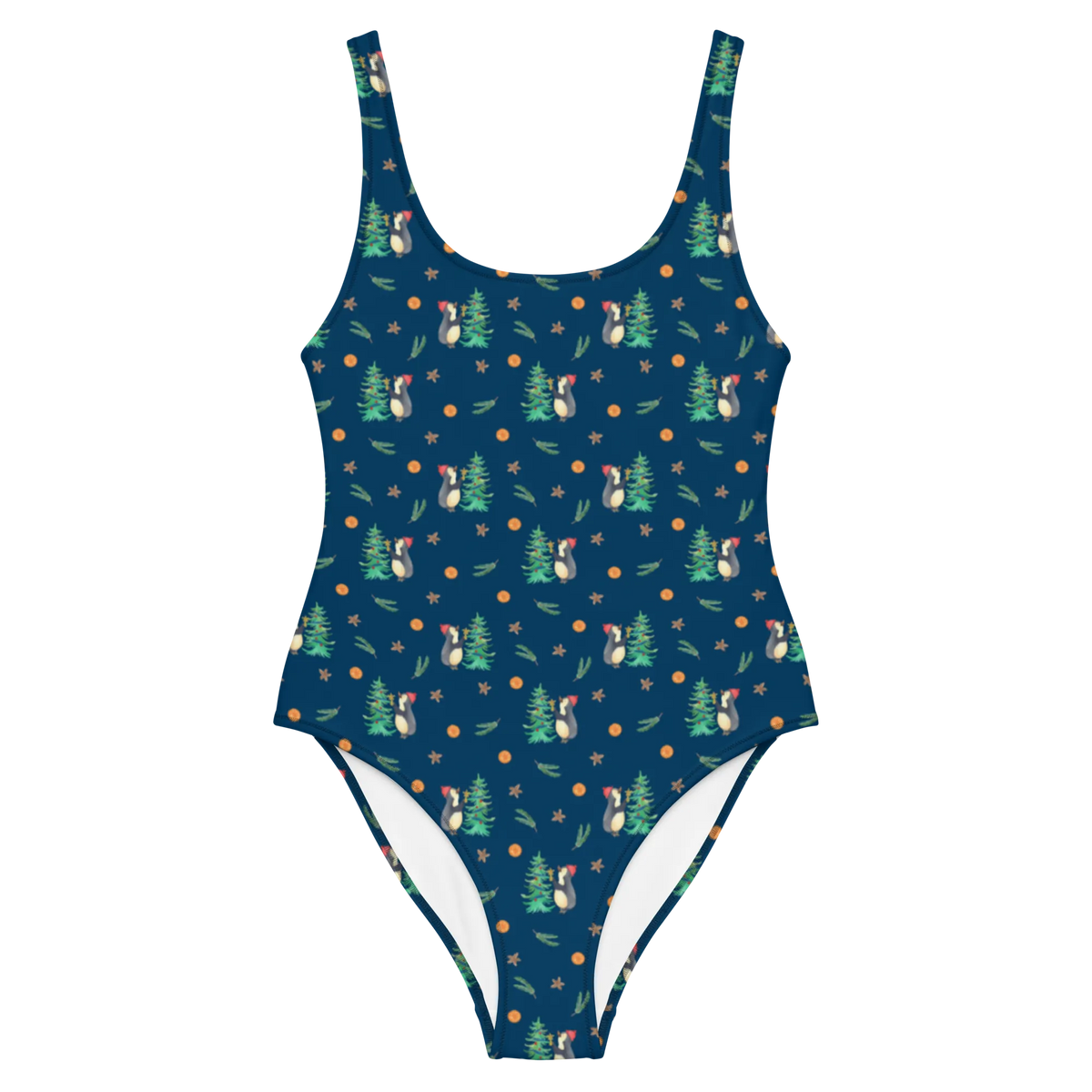 Badeanzug Pinguin Weihnachtsbaum Muster Strandmode, Badedress, Luxus-Badeanzug, Shape-Badeanzug, Bademode, Schwimmanzug, Damen-Badeanzug, Rückenfreier Badeanzug, Bade-Einteiler, Damenbadeanzug, Badeoutfit, Beachwear, Sonnenschutz-Badeanzug, Badekostüm, Badeanzug, Schwimmkostüm, Schwimmbekleidung, UV-Badeanzug, Schwimmdress, Badebekleidung, Swimsuit, Einteiliger Badeanzug, Damen-Einteiler, Winter, Weihnachtsdeko, Wintermotiv, Nikolaus, Heiligabend, Advent, Weihnachten, Pinguin
