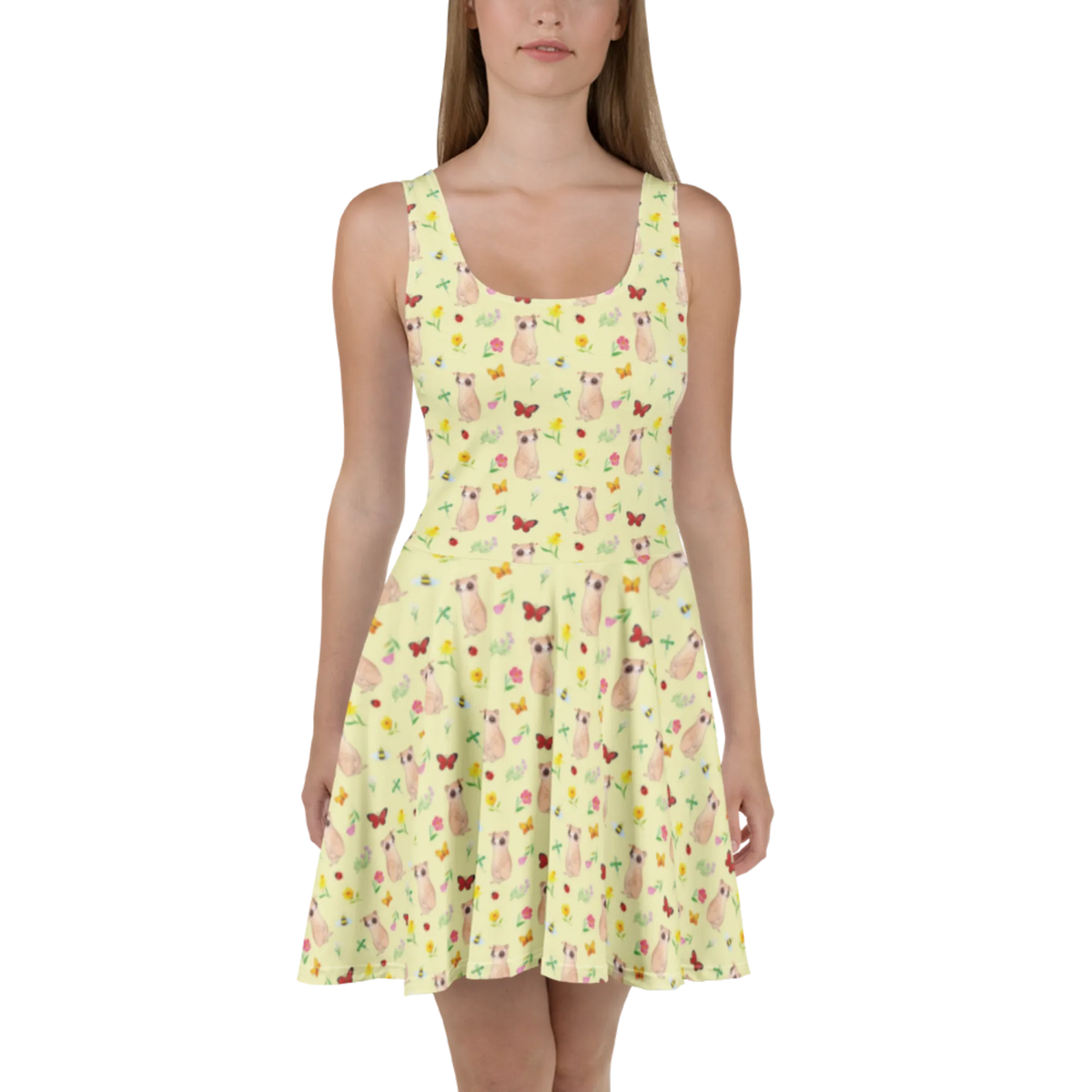 Sommerkleid Erdmännchen Muster Leichtes Sommerkleid, Shirtkleid, Stretchkleid, Kurzes Sommerkleid, Damen-Sommerkleid, Jerseykleid, Damenkleid, Skaterkleid, Urlaubskleid, Ausgestelltes Kleid, A-Linien-Kleid, Freizeitkleid, Luftiges Sommerkleid, Sommerkleid, Kurzes Kleid, Strandkleid, Swingkleid, Kleid, Minikleid, Wildtiere, Afrika, Weltreise, Erdmännchen, Roadtrip, Reisen, Afrikareise, Spruch, Traveling