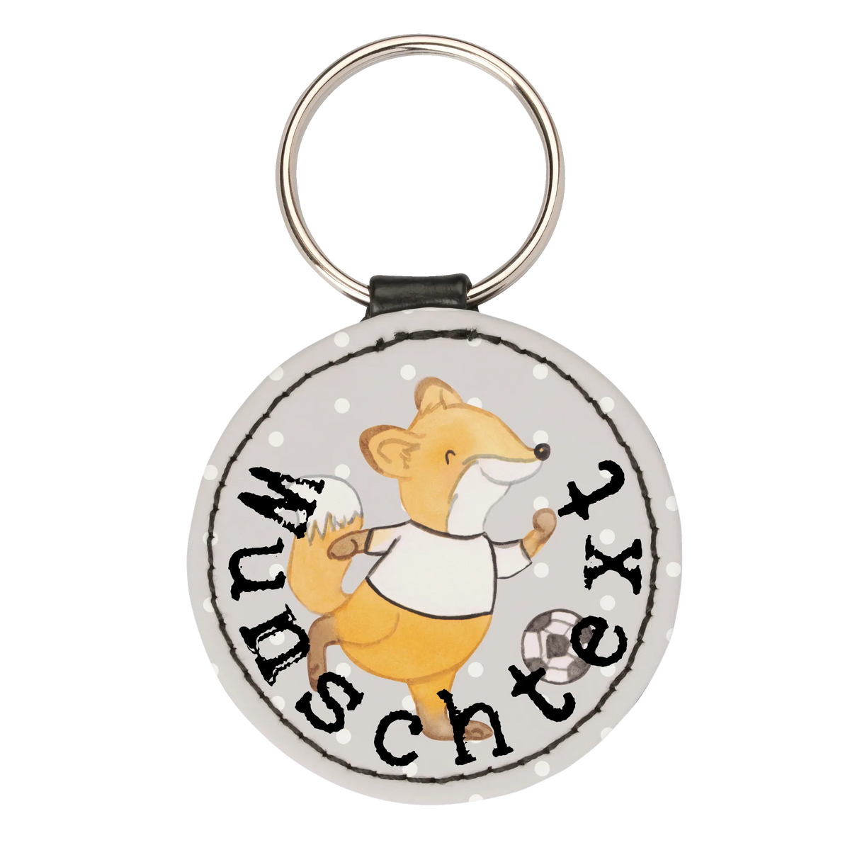Personalisierter Schlüsselanhänger Fuchs Fußball spielen