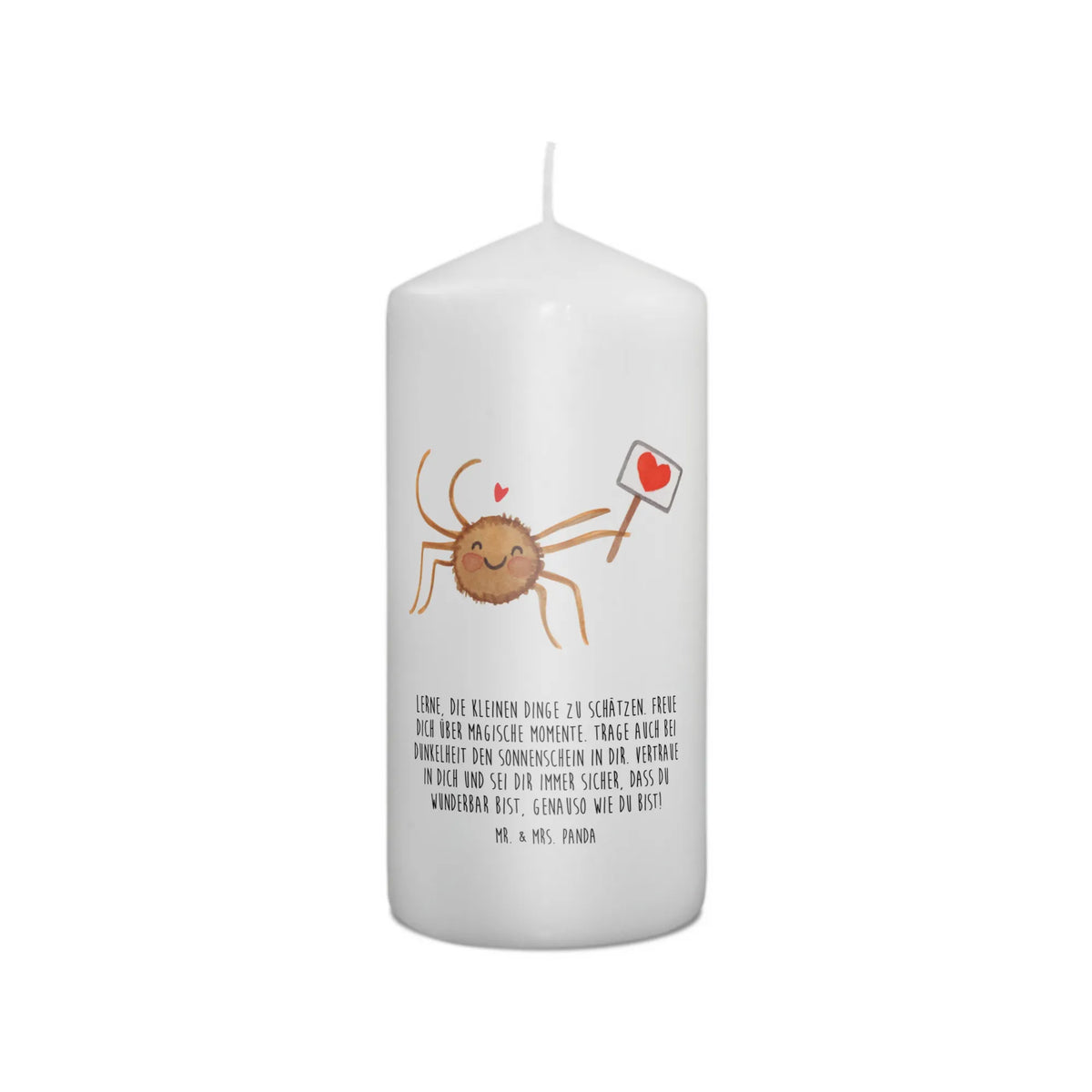 Candle Spider Agatha Motivation Stumpenkerze, Kerze, Erinnerungslicht, Blockkerze, Wachskerze, Erinnerungskerze, Bedruckte Kerze, Zylinderkerze, Spinne, Agathe, Spinne Agathe, Videos, Merchandise, Vertrauen, Dankeschön, Motivation, Liebe, Glück