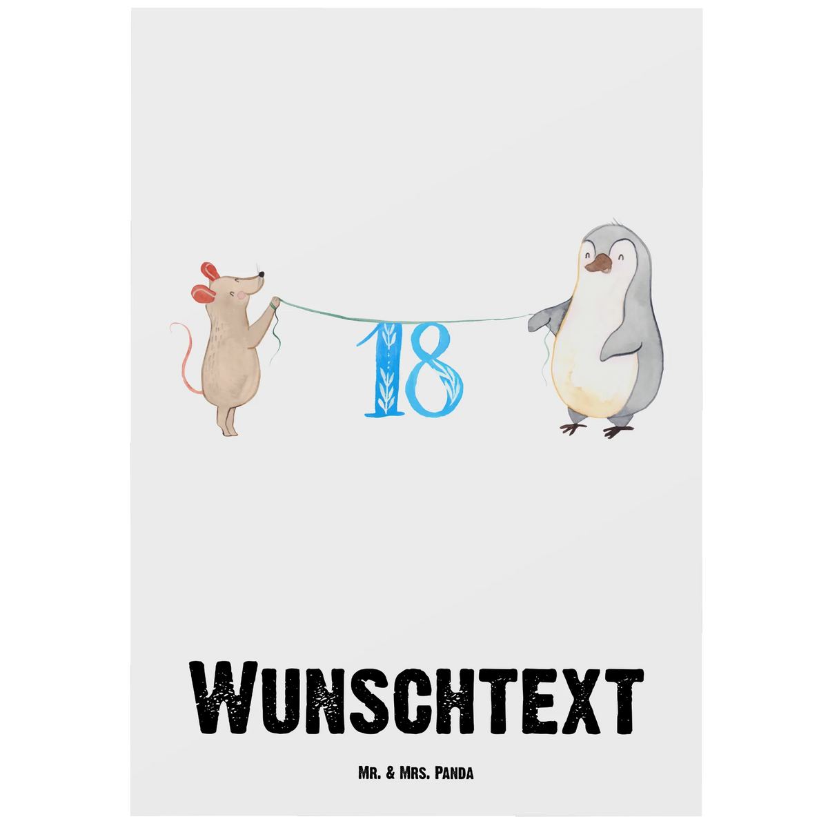 Personalisierte Postkarte 18. Geburtstag Maus Pinguin grußkarte personalisiert, Personalisierte Grußkarten, personalisierte postkarten, personalisierbare postkarte, Personalisierte Mr. & Mrs. Panda Postkarte, Postkarte mit eigenem Text, Postkarten mit Namen, Ansichtskarte mit Namen, Personalisierte Postkarte mit Wunschtext, individuelle grußkarte, Grußkarte mit eigenem Text, individuelle postkarte, Postkarte personalisiert, Ansichtskarte mit Wunschtext, Personalisierbare Grußkarte, Personalisierte Postkarte mit Namen, Individualisierbare Postkarte, Grußkarte mit Namen, Karte mit Namen, Personalisierte Postkarte, Personalisierte Karte, Grußkarte mit Wunschtext, Personalisierte Grußkarte, Postkarte Personalisierbar, Postkarte mit Wunschtext, Postkarte mit Namen, Karte mit Wunschtext, Geschenk, Geburtstag, Geburtstagsgeschenk, Kuchen, Party, Torte, Feiern